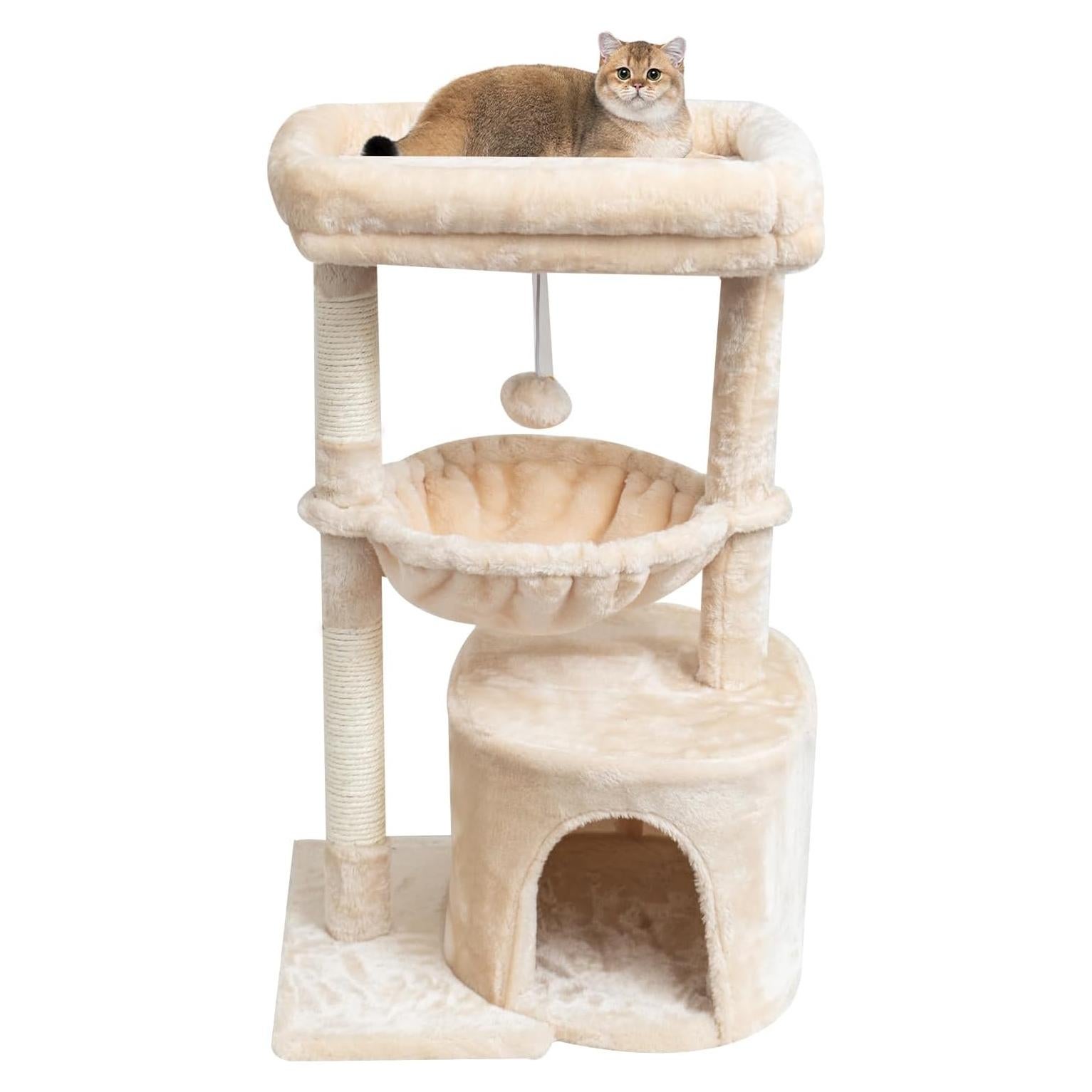 Árbol para Gatos SYANDLVY Beige 75.2 cm con Rascador y Cueva