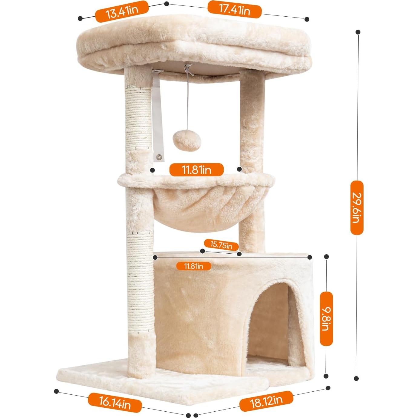 Árbol para Gatos SYANDLVY Beige 75.2 cm con Rascador y Cueva