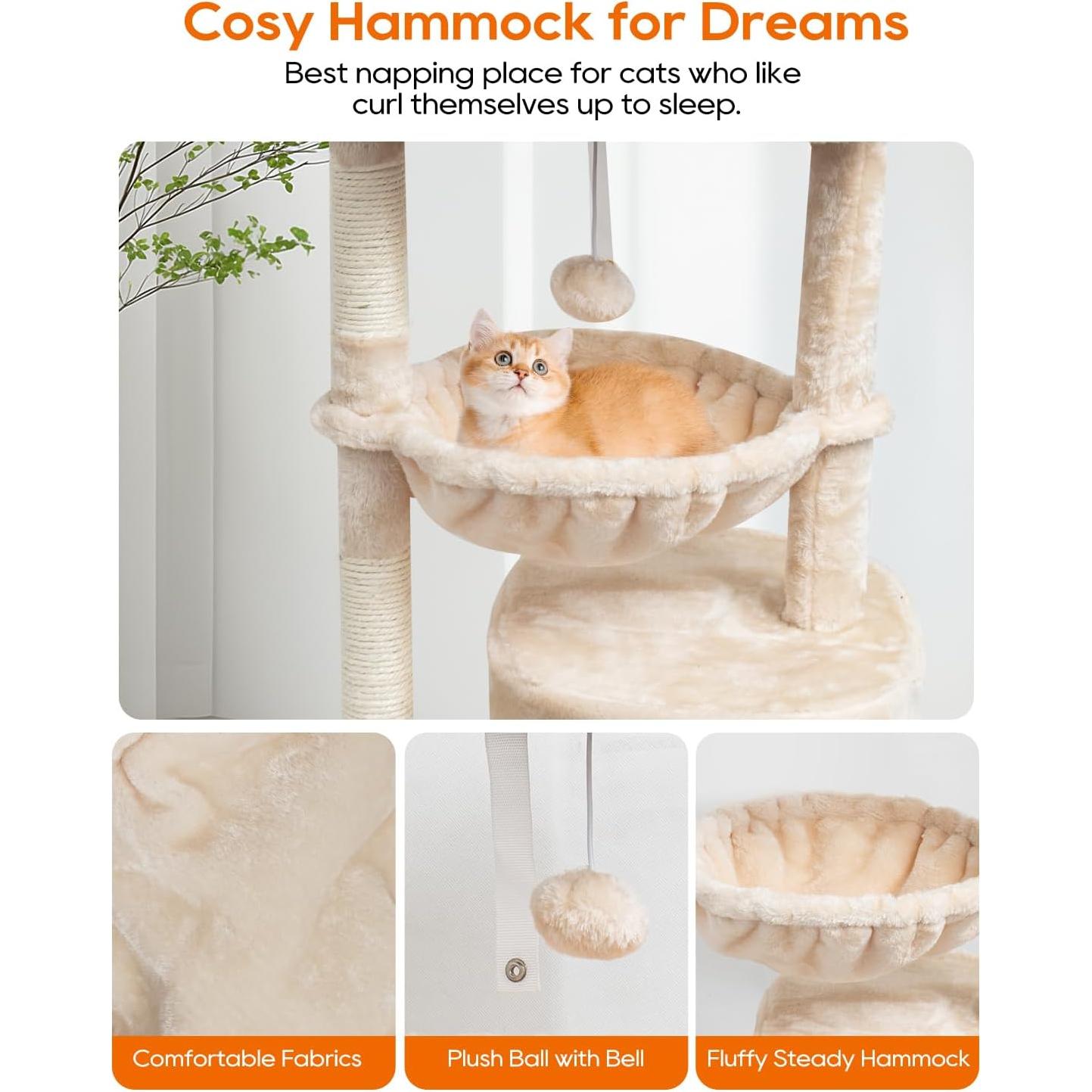 Árbol para Gatos SYANDLVY Beige 75.2 cm con Rascador y Cueva