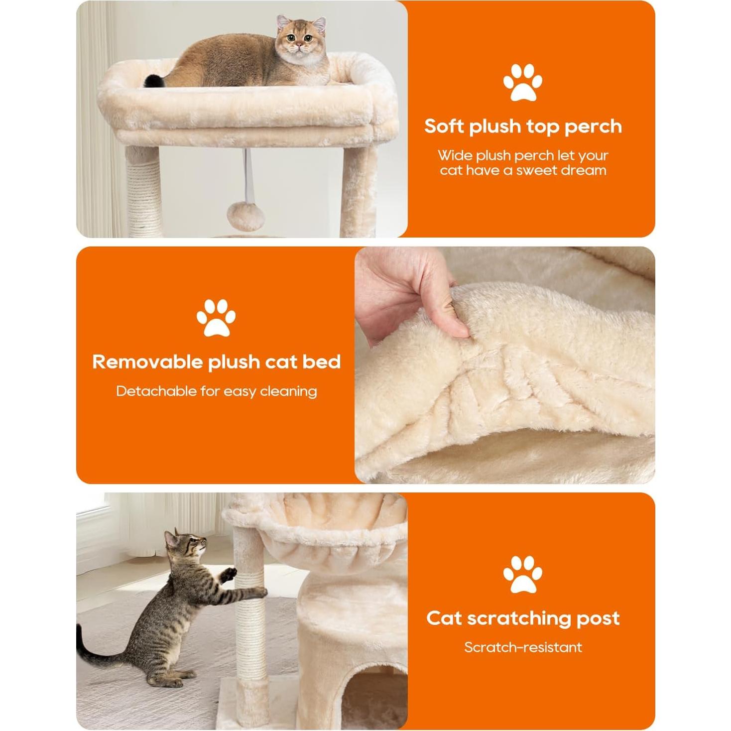 Árbol para Gatos SYANDLVY Beige 75.2 cm con Rascador y Cueva