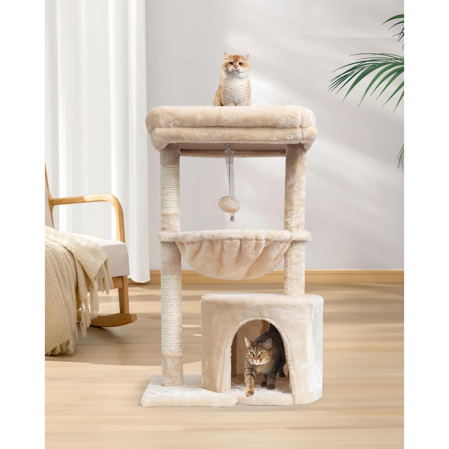 Árbol para Gatos SYANDLVY Beige 75.2 cm con Rascador y Cueva