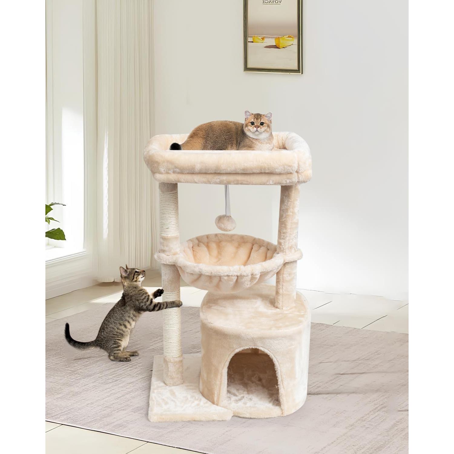Árbol para Gatos SYANDLVY Beige 75.2 cm con Rascador y Cueva