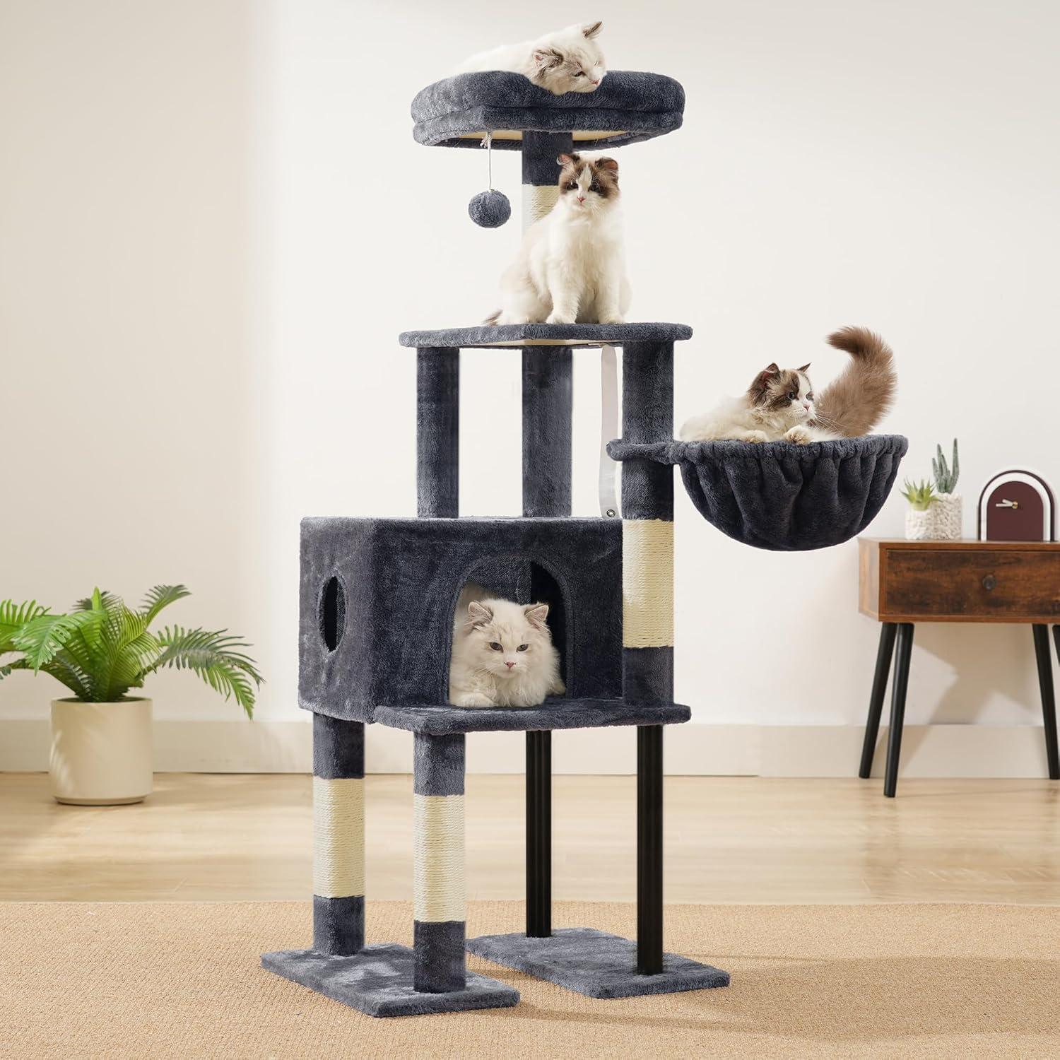 Árbol para Gatos Heybly HCT200S 125 cm con Casa y Rascador