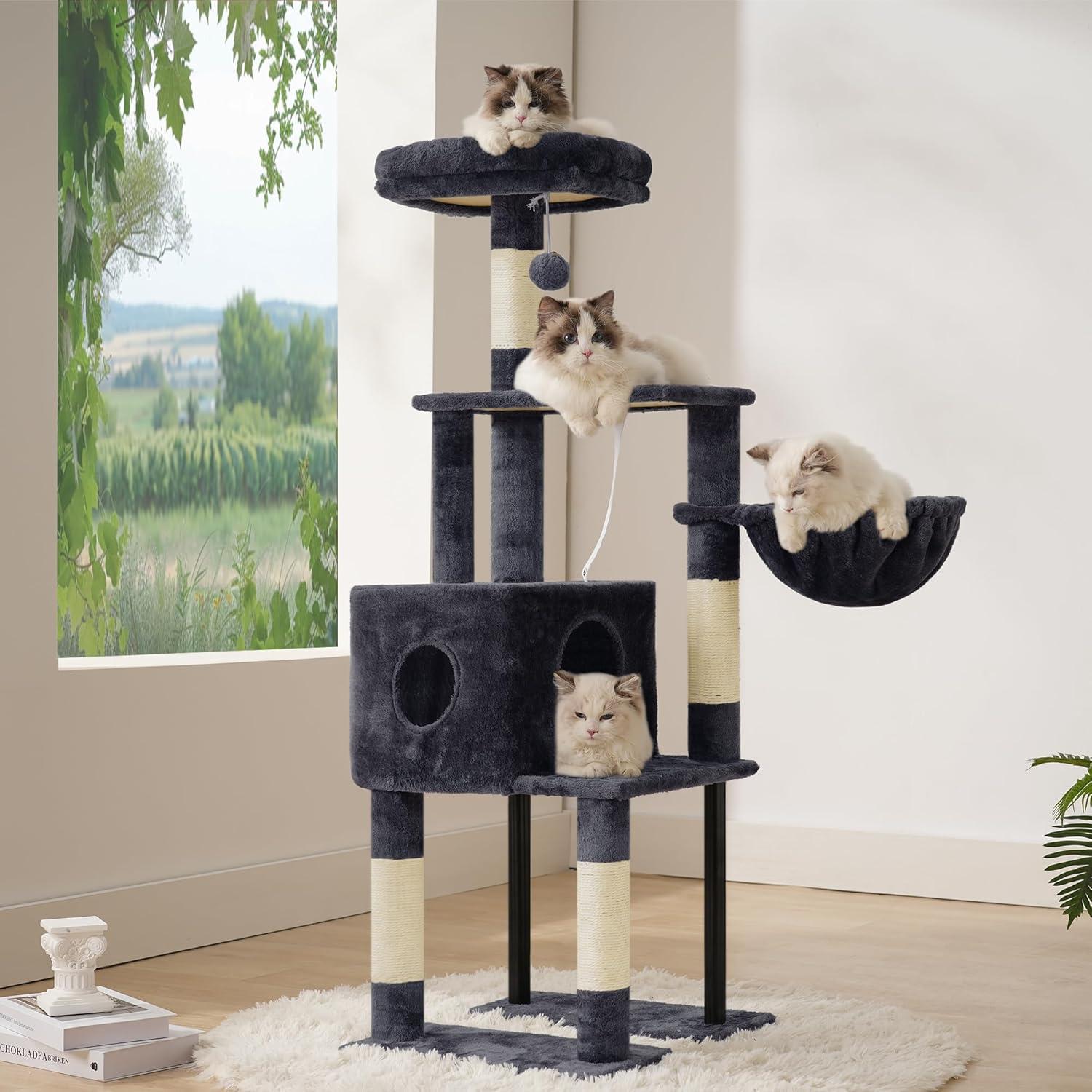 Árbol para Gatos Heybly HCT200S 125 cm con Casa y Rascador