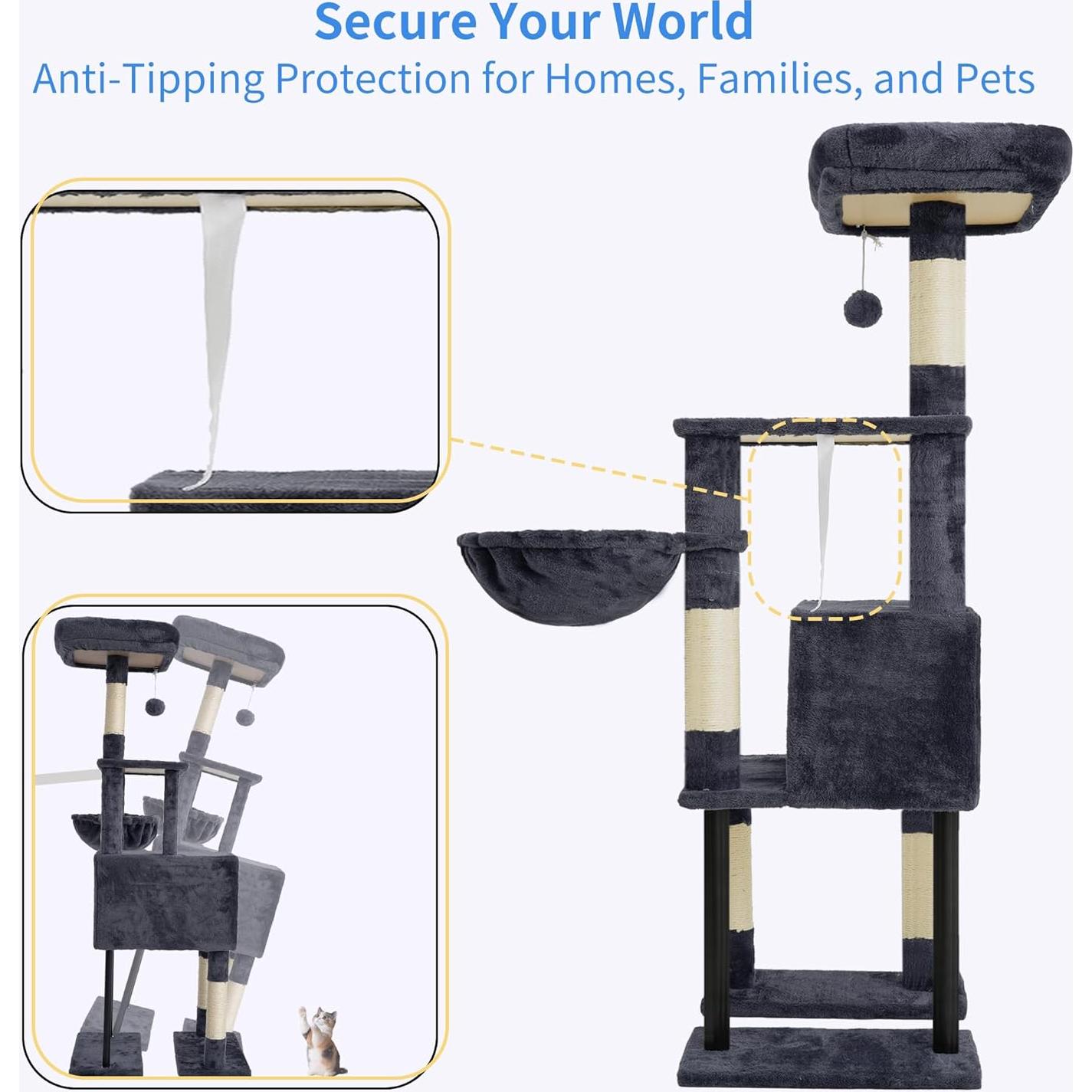 Árbol para Gatos Heybly HCT200S 125 cm con Casa y Rascador