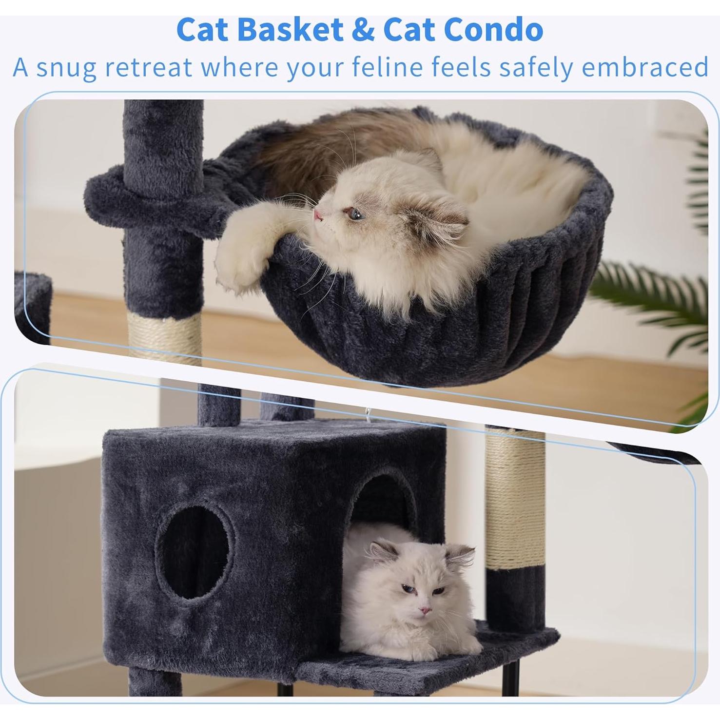 Árbol para Gatos Heybly HCT200S 125 cm con Casa y Rascador