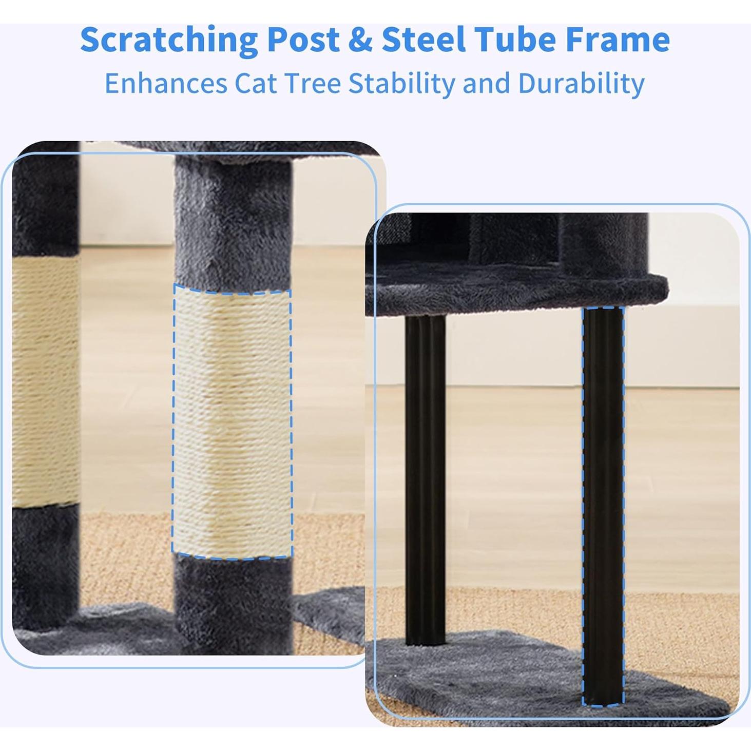 Árbol para Gatos Heybly HCT200S 125 cm con Casa y Rascador