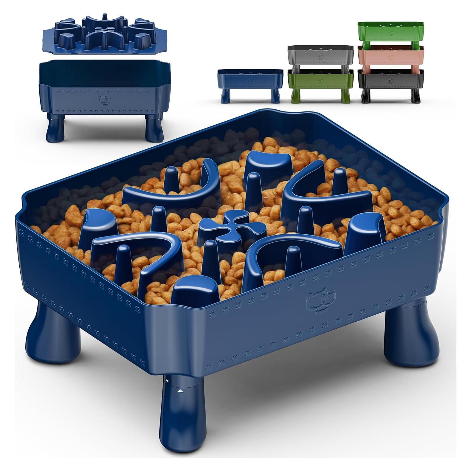 Cuenco Elevado para Perros UPSKY 2-en-1 Antiasfixia Azul