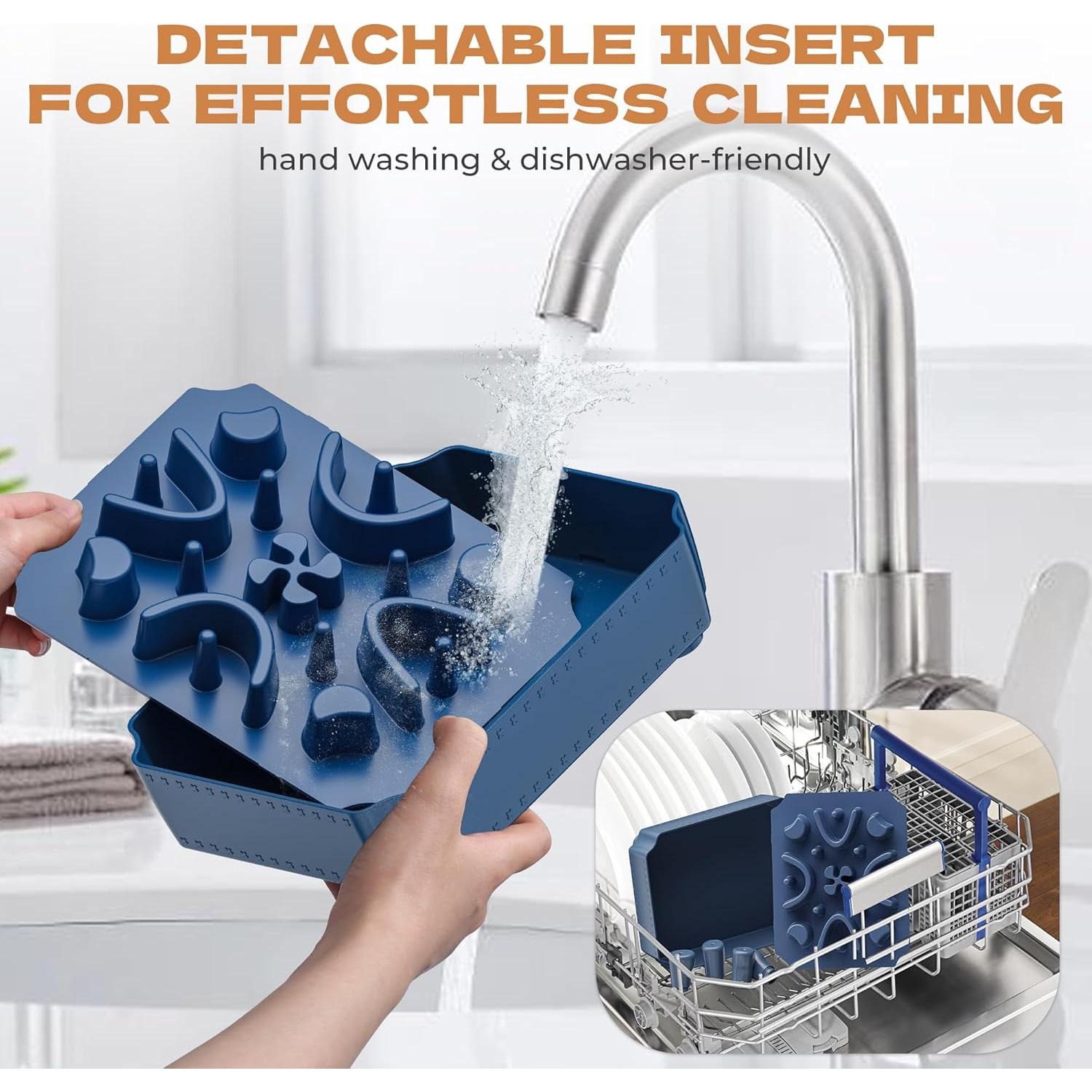 Cuenco Elevado para Perros UPSKY 2-en-1 Antiasfixia Azul