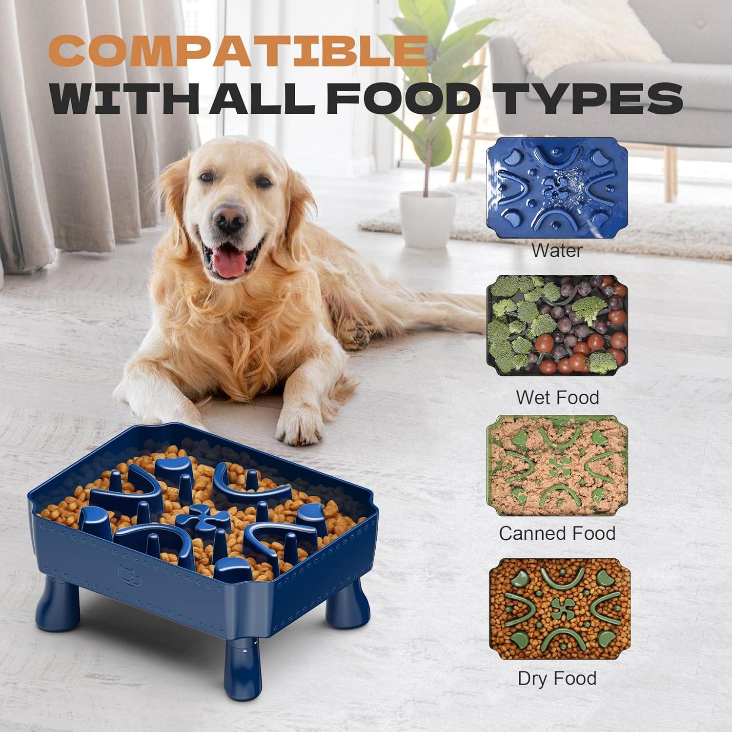 Cuenco Elevado para Perros UPSKY 2-en-1 Antiasfixia Azul