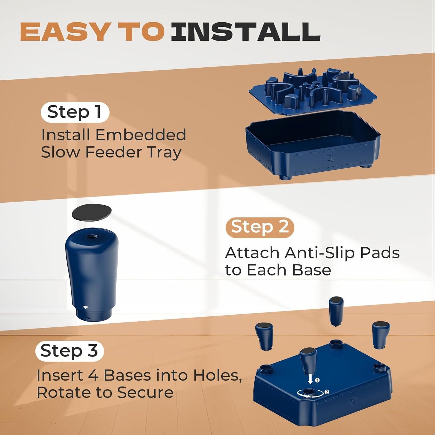 Cuenco Elevado para Perros UPSKY 2-en-1 Antiasfixia Azul