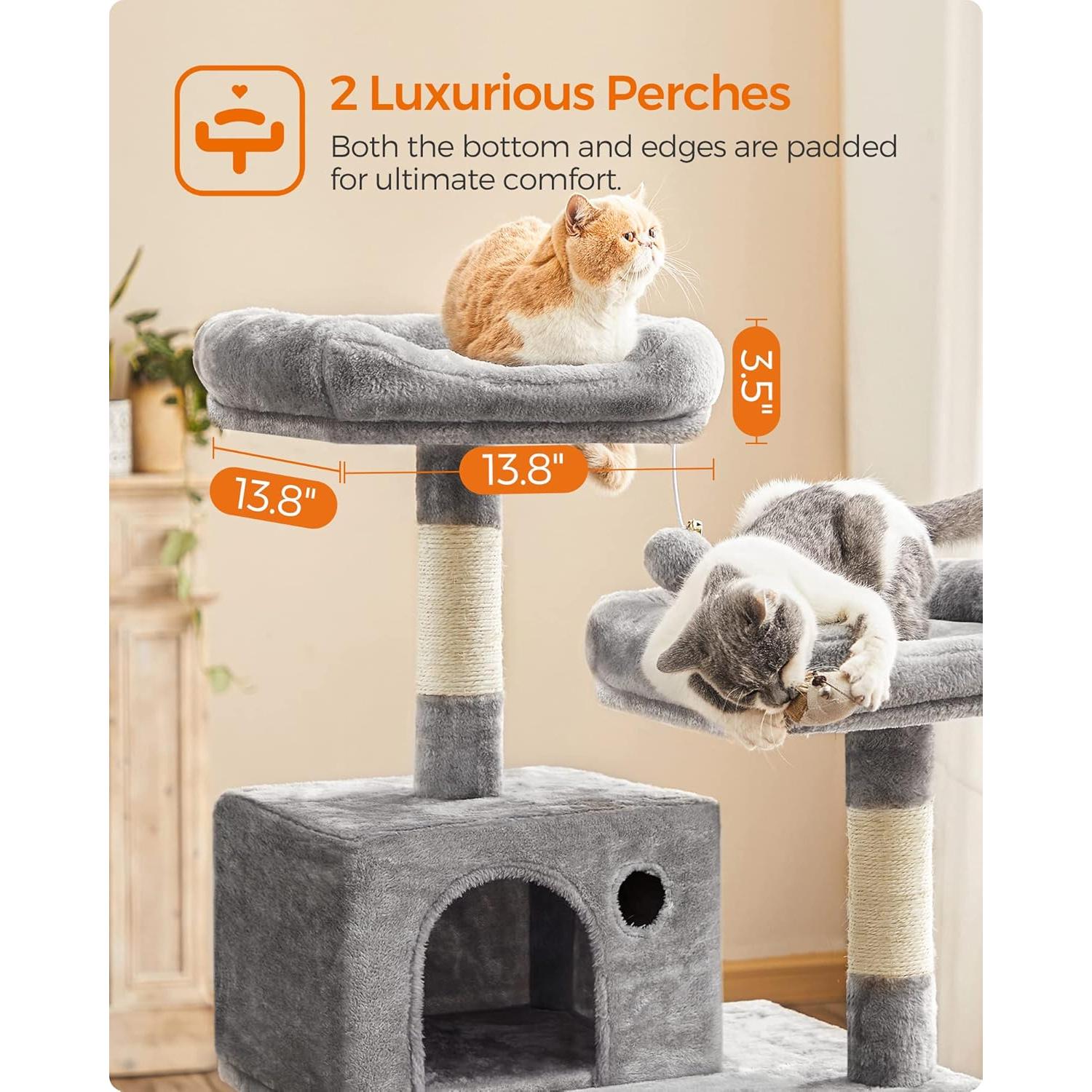 Árbol para Gatos FEANDREA UPCT15W, 143 cm, Gris Claro