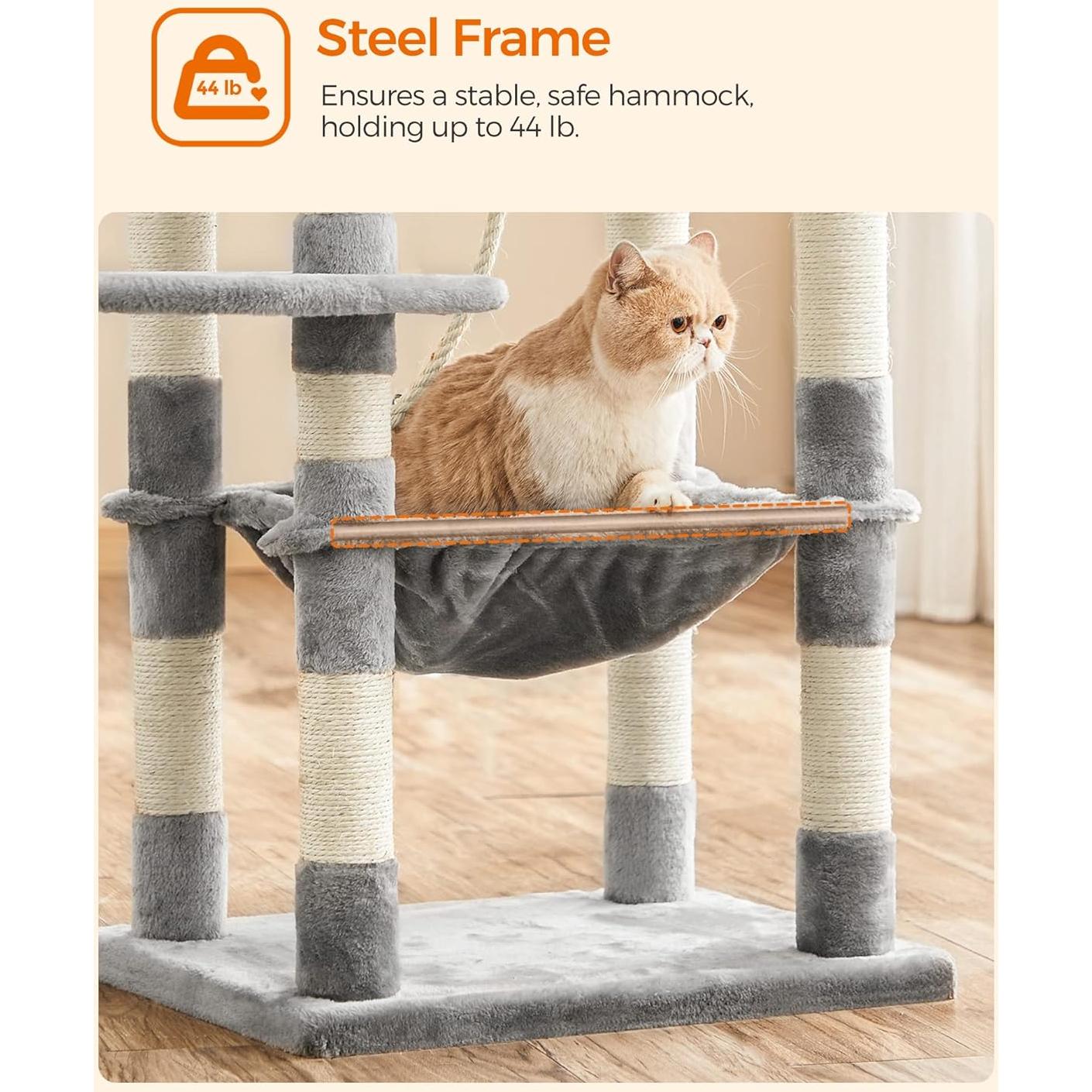 Árbol para Gatos FEANDREA UPCT15W, 143 cm, Gris Claro