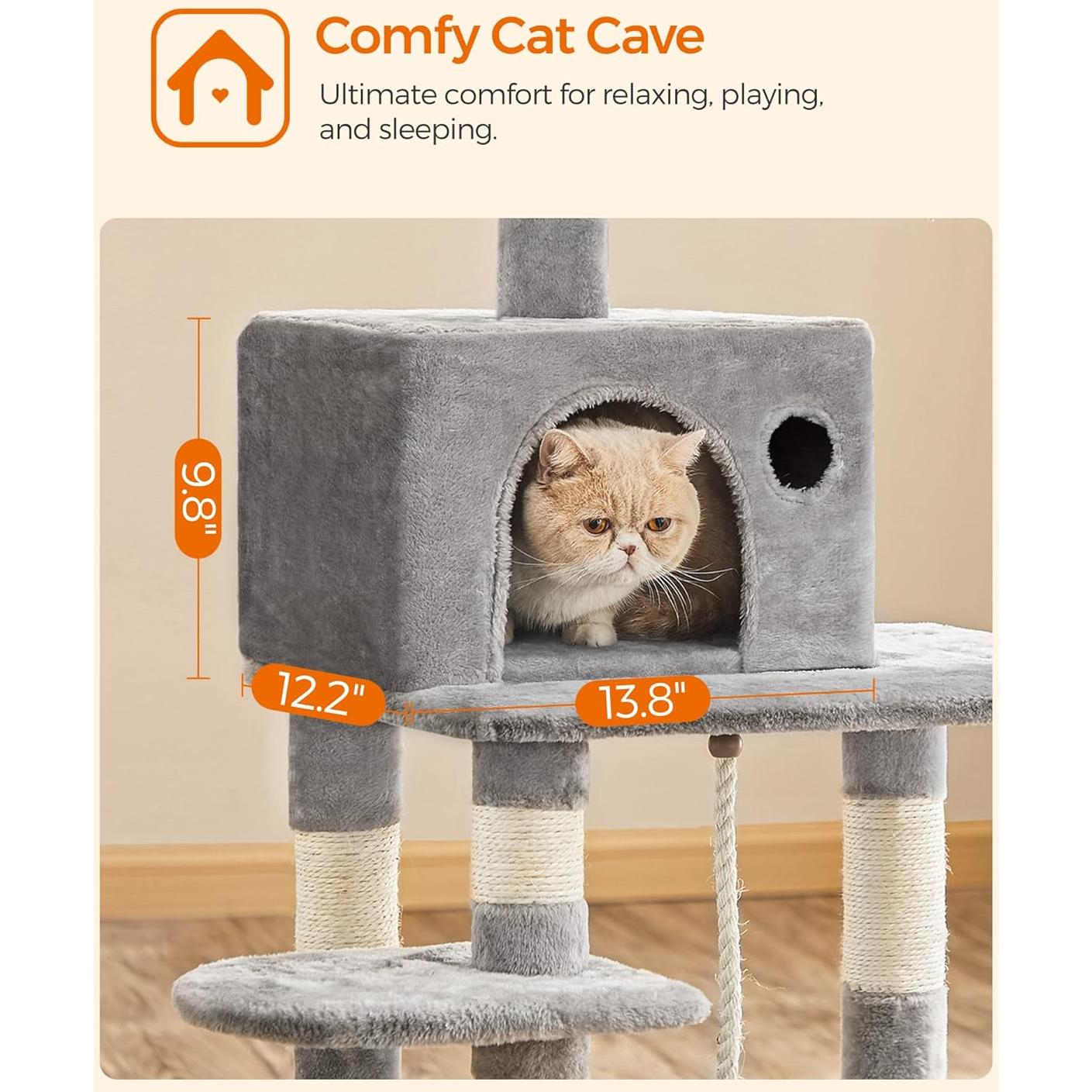 Árbol para Gatos FEANDREA UPCT15W, 143 cm, Gris Claro