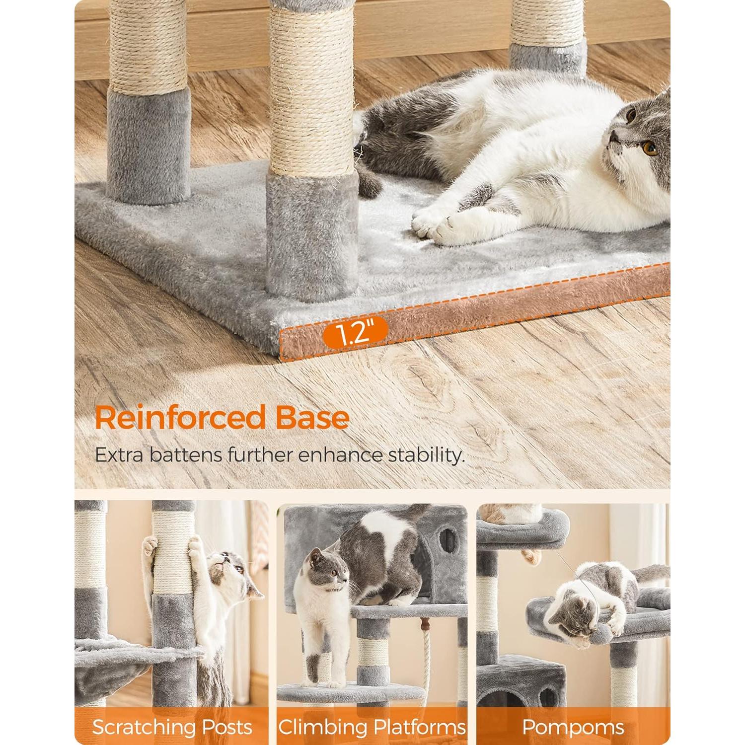 Árbol para Gatos FEANDREA UPCT15W, 143 cm, Gris Claro