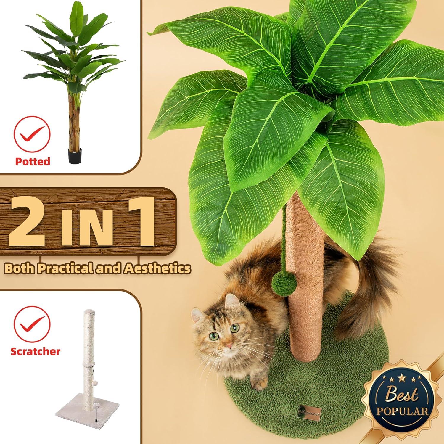 Rascador para Gatos Meowoou 83.8 cm Verde con Cuerda de Sisal