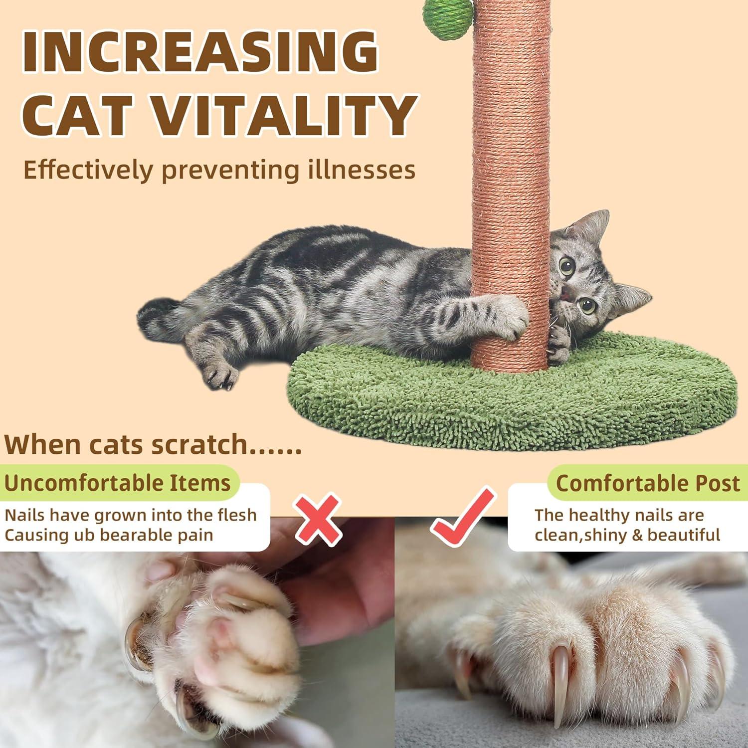 Rascador para Gatos Meowoou 83.8 cm Verde con Cuerda de Sisal