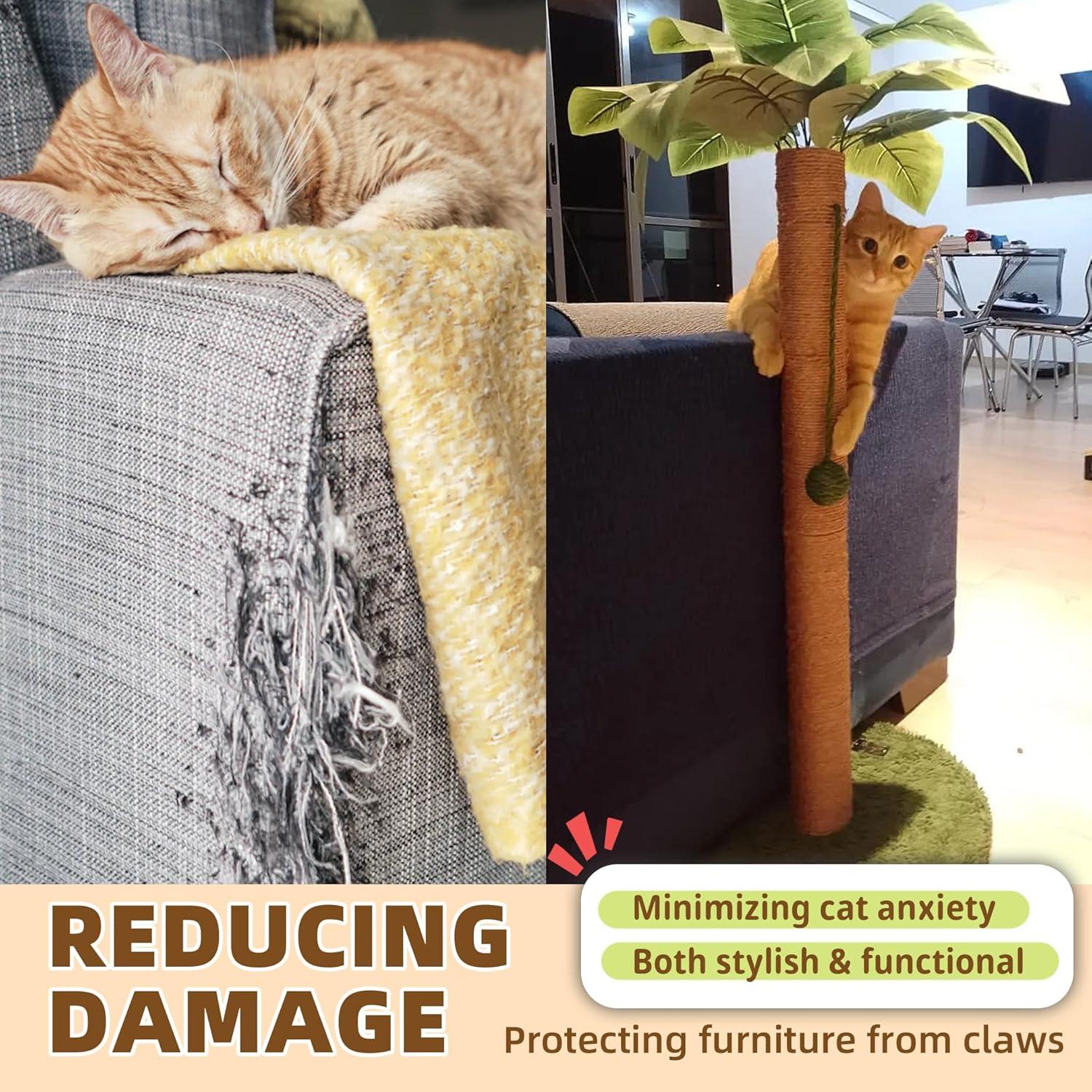 Rascador para Gatos Meowoou 83.8 cm Verde con Cuerda de Sisal