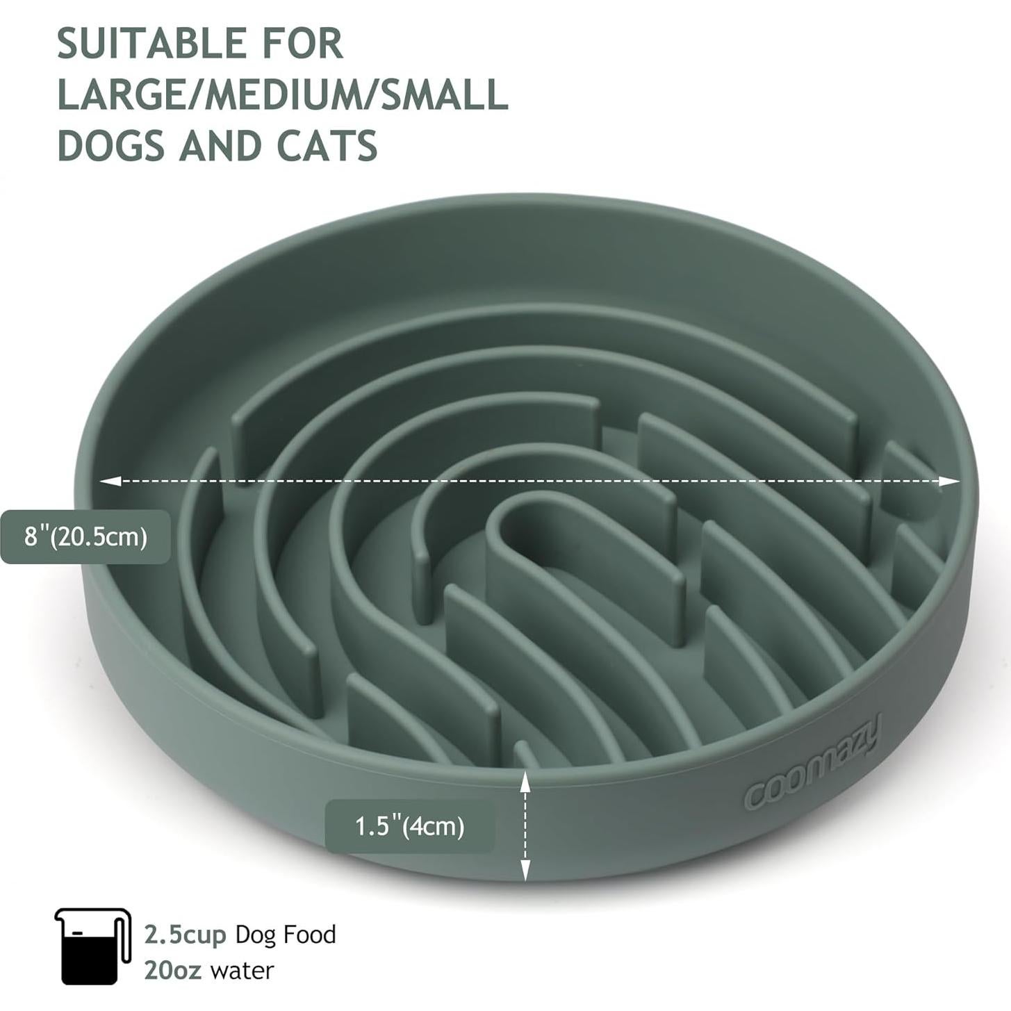 Tazón de Silicona Grande Coomazy 0.76L para Perros Verde