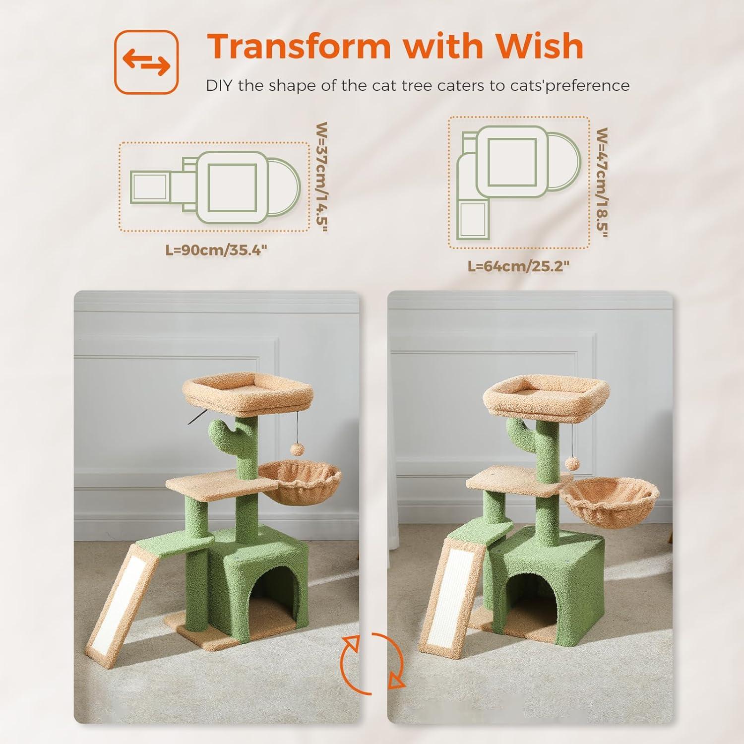 Árbol de Gato PETEPELA Cactus 81 cm con Rascador y Hamaca