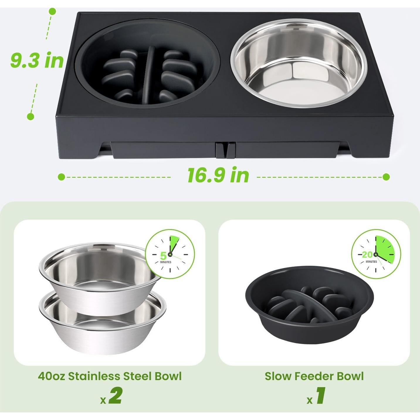 Cuencos Elevados para Perros Heeyoo - 5 Alturas Ajustables