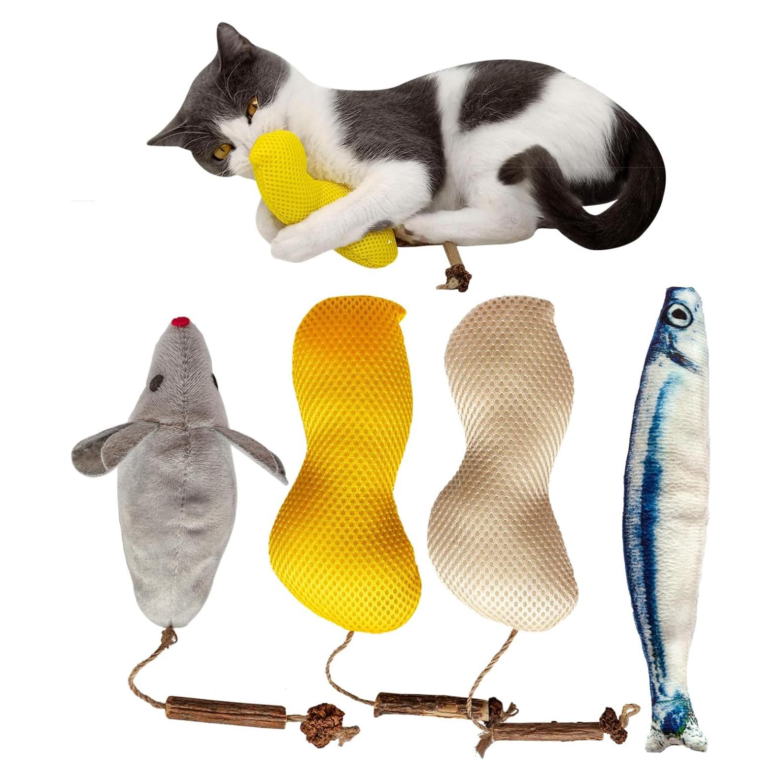 4 Juguetes Interactivos para Gatos Miwoowim con Hierba Gatera