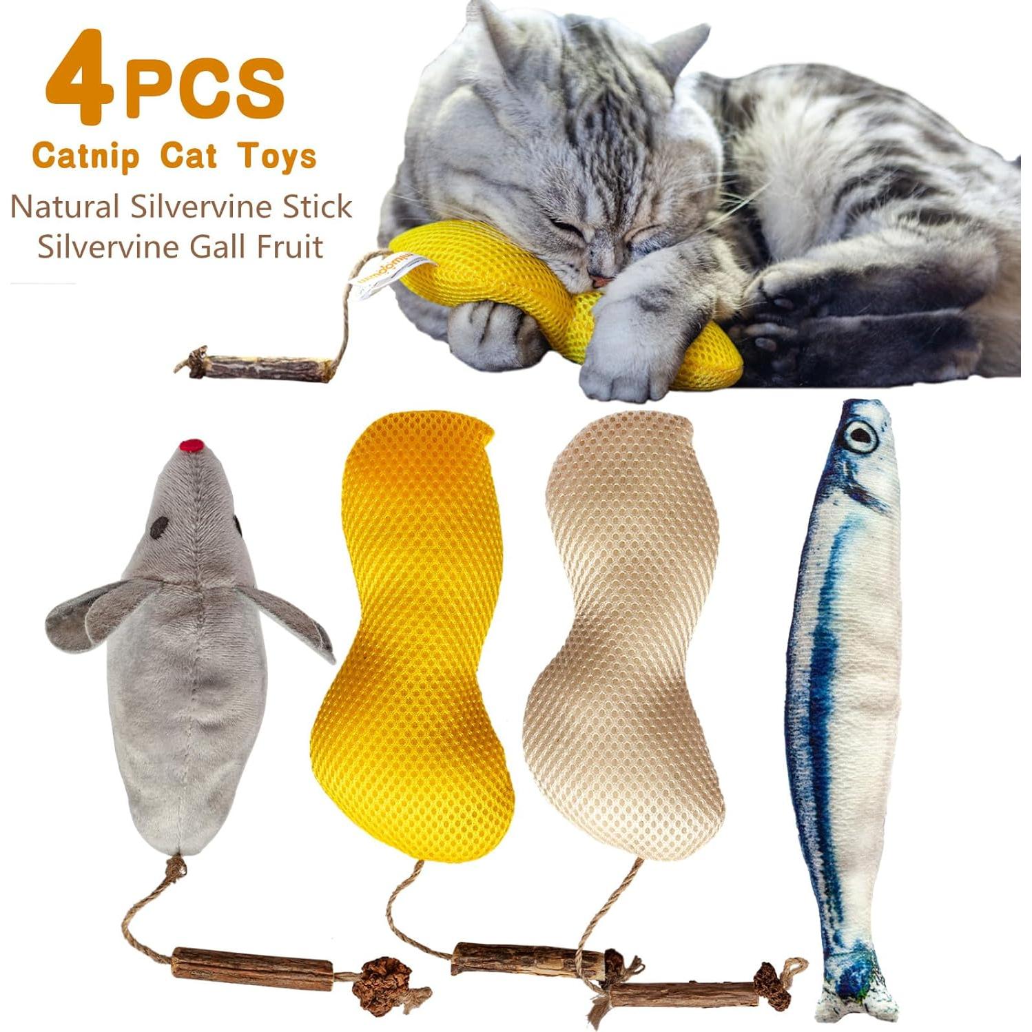 4 Juguetes Interactivos para Gatos Miwoowim con Hierba Gatera