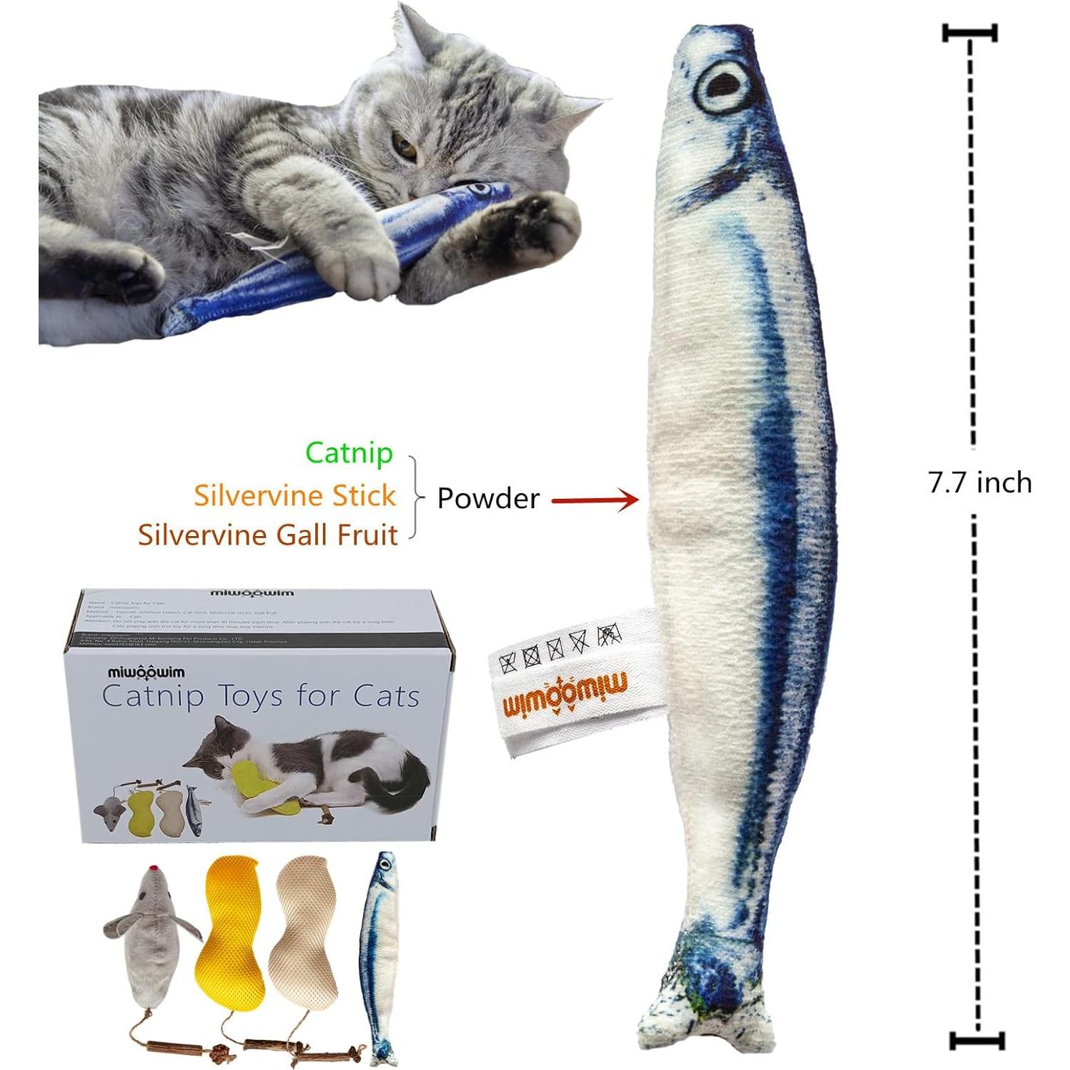4 Juguetes Interactivos para Gatos Miwoowim con Hierba Gatera