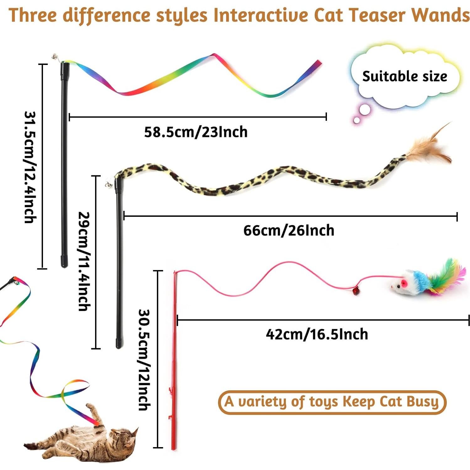 Paquete de 26 Juguetes para Gatos PietyPet - Varitas, Pelotas y Más
