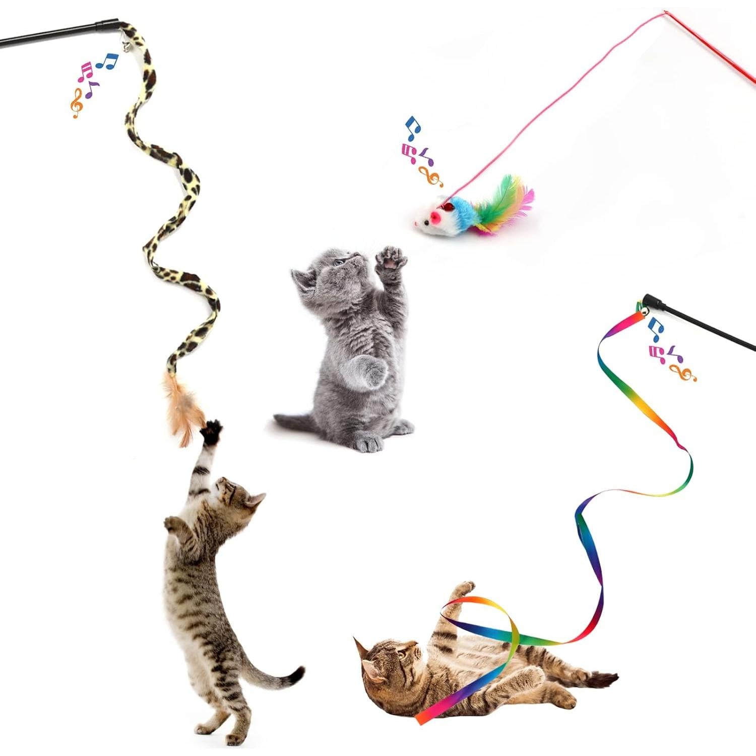 Paquete de 26 Juguetes para Gatos PietyPet - Varitas, Pelotas y Más