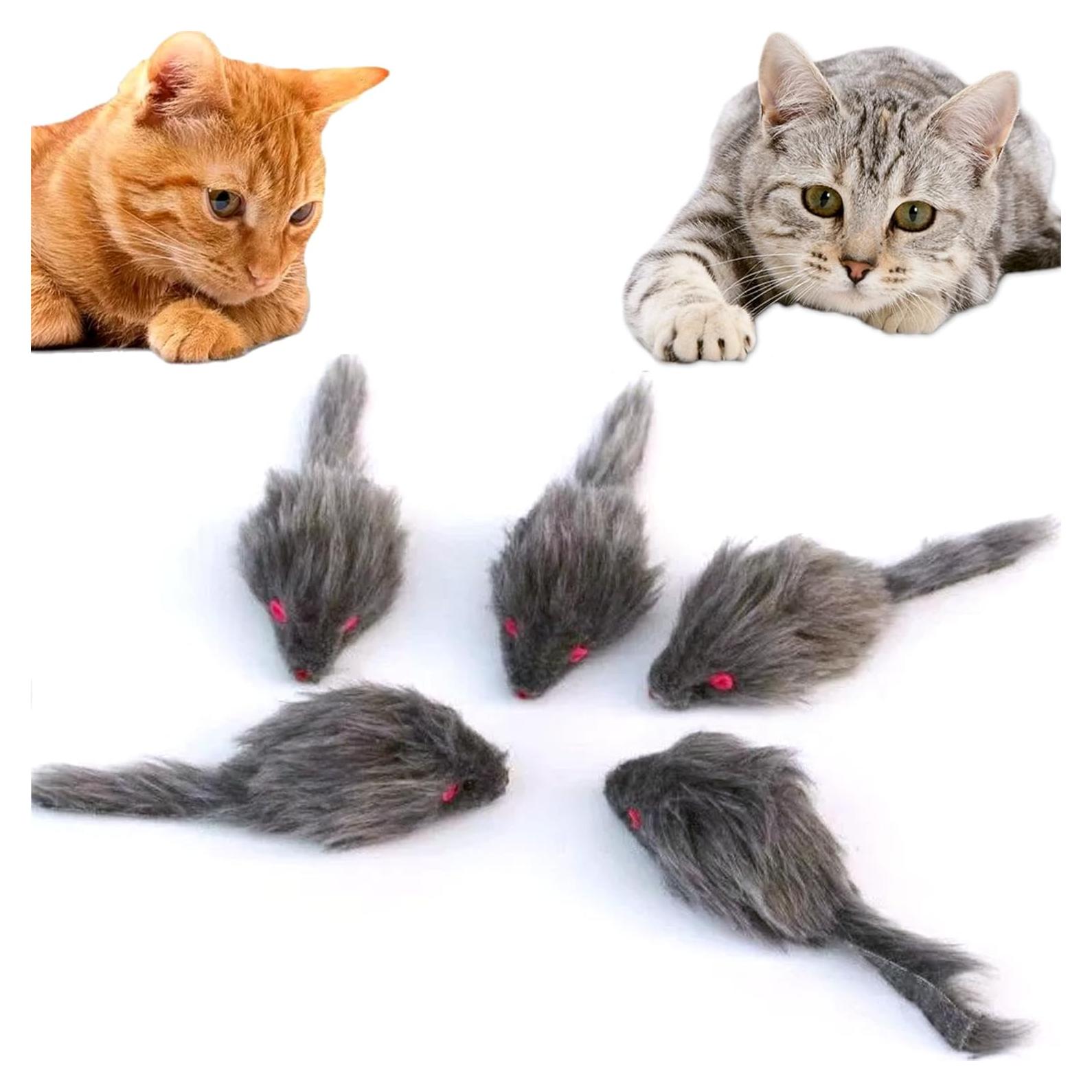 Juguetes para Gatos Electspark - Paquete de 5 Ratones de Piel Sintética 16 cm