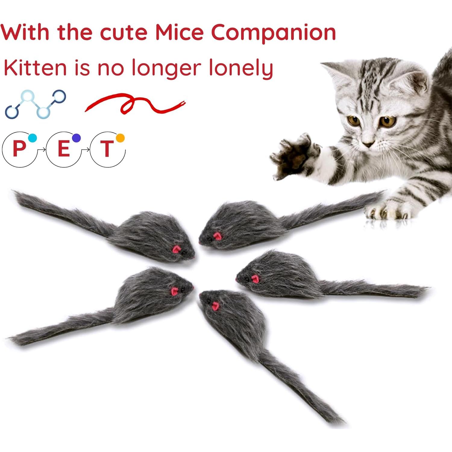 Juguetes para Gatos Electspark - Paquete de 5 Ratones de Piel Sintética 16 cm