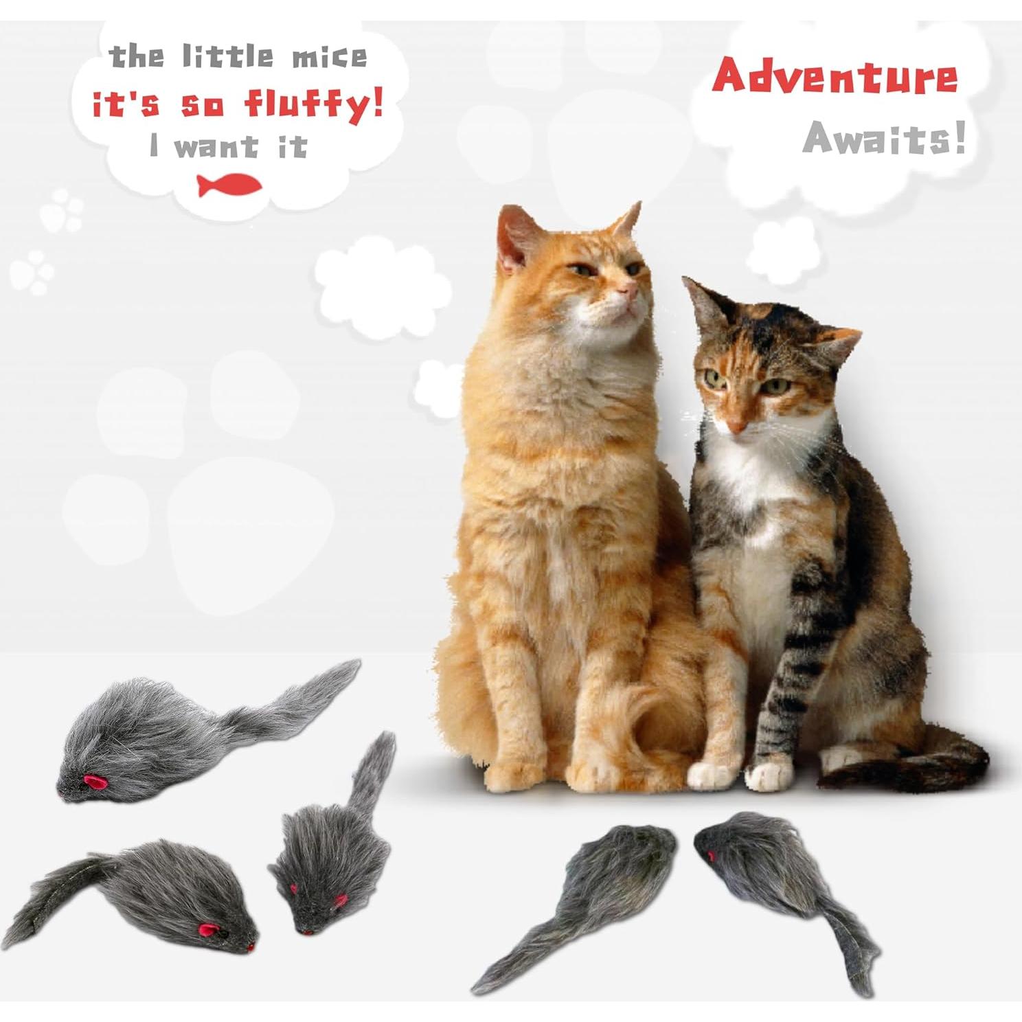 Juguetes para Gatos Electspark - Paquete de 5 Ratones de Piel Sintética 16 cm