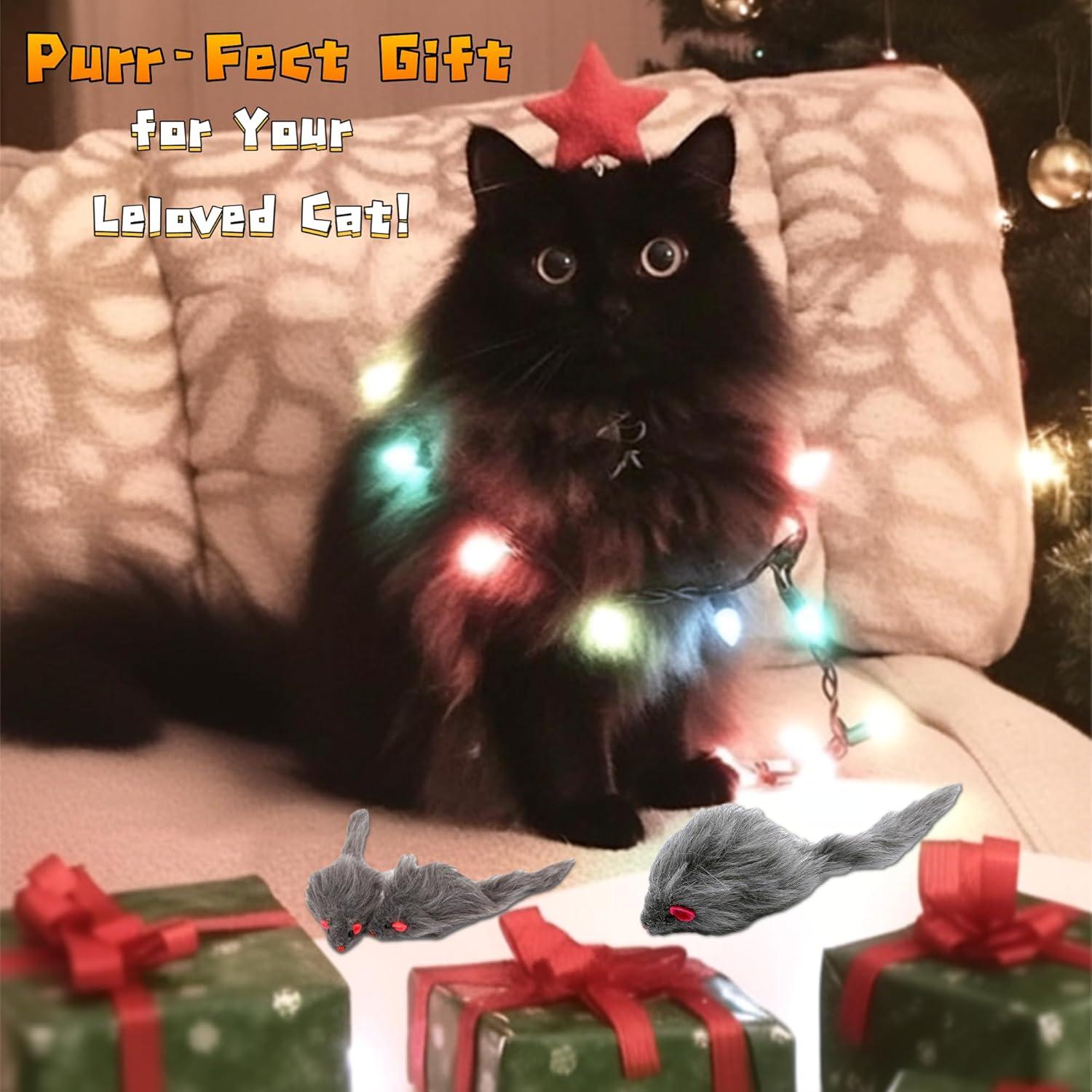 Juguetes para Gatos Electspark - Paquete de 5 Ratones de Piel Sintética 16 cm