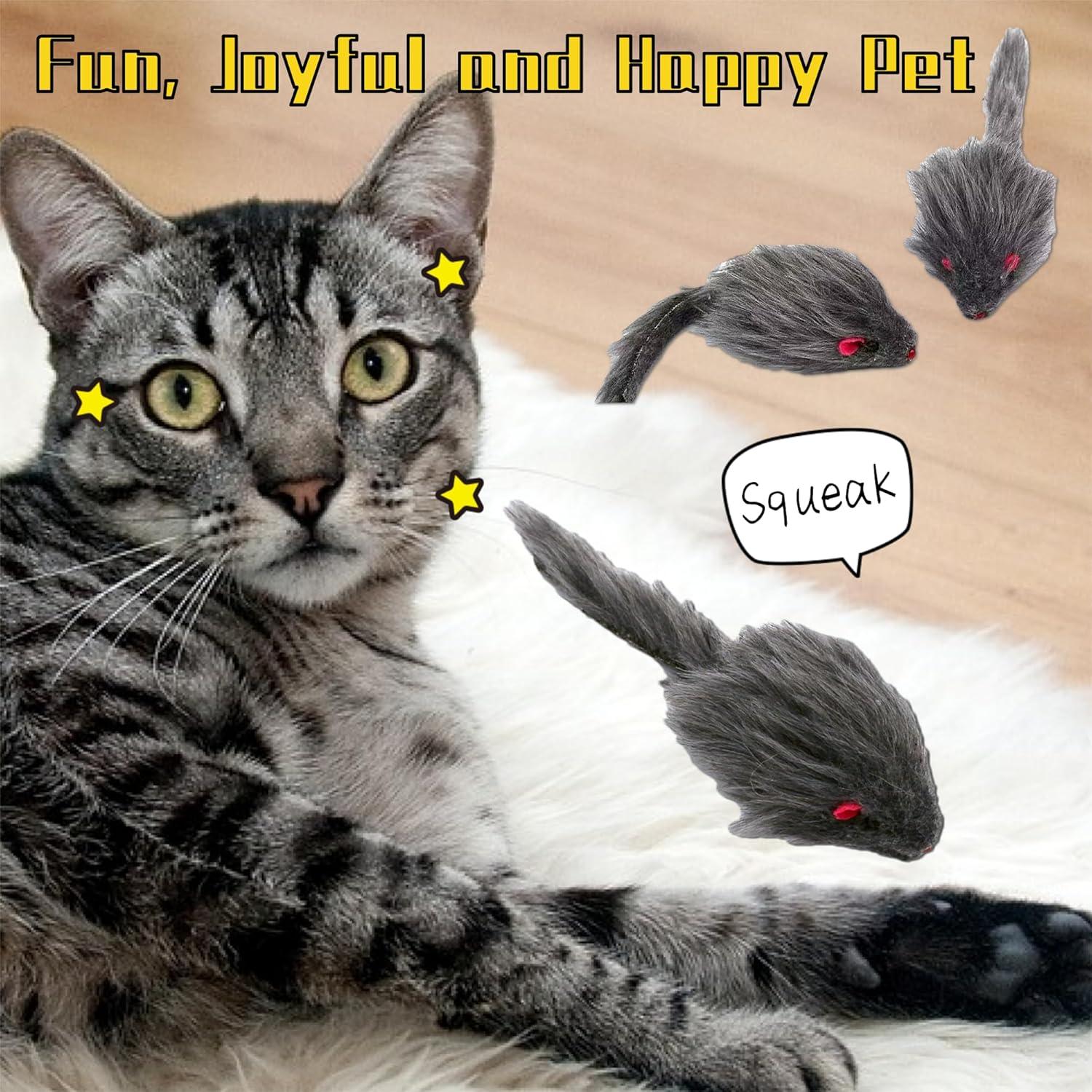 Juguetes para Gatos Electspark - Paquete de 5 Ratones de Piel Sintética 16 cm