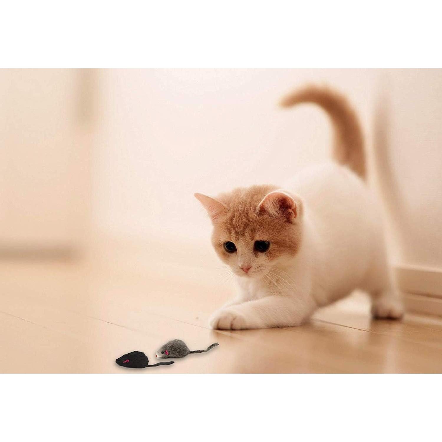 20 Ratones Peludos para Gato Axel Pets - Piel de Conejo Real