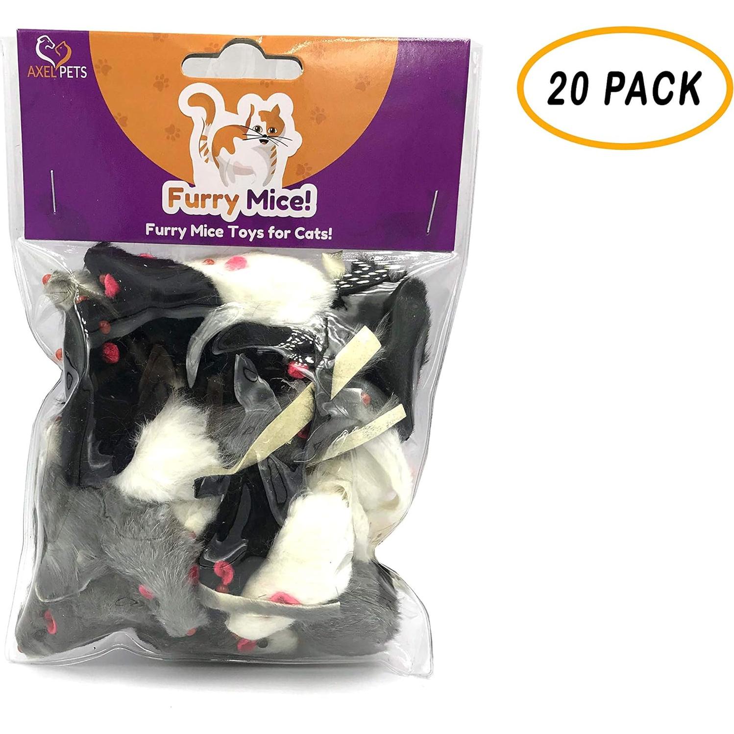 20 Ratones Peludos para Gato Axel Pets - Piel de Conejo Real