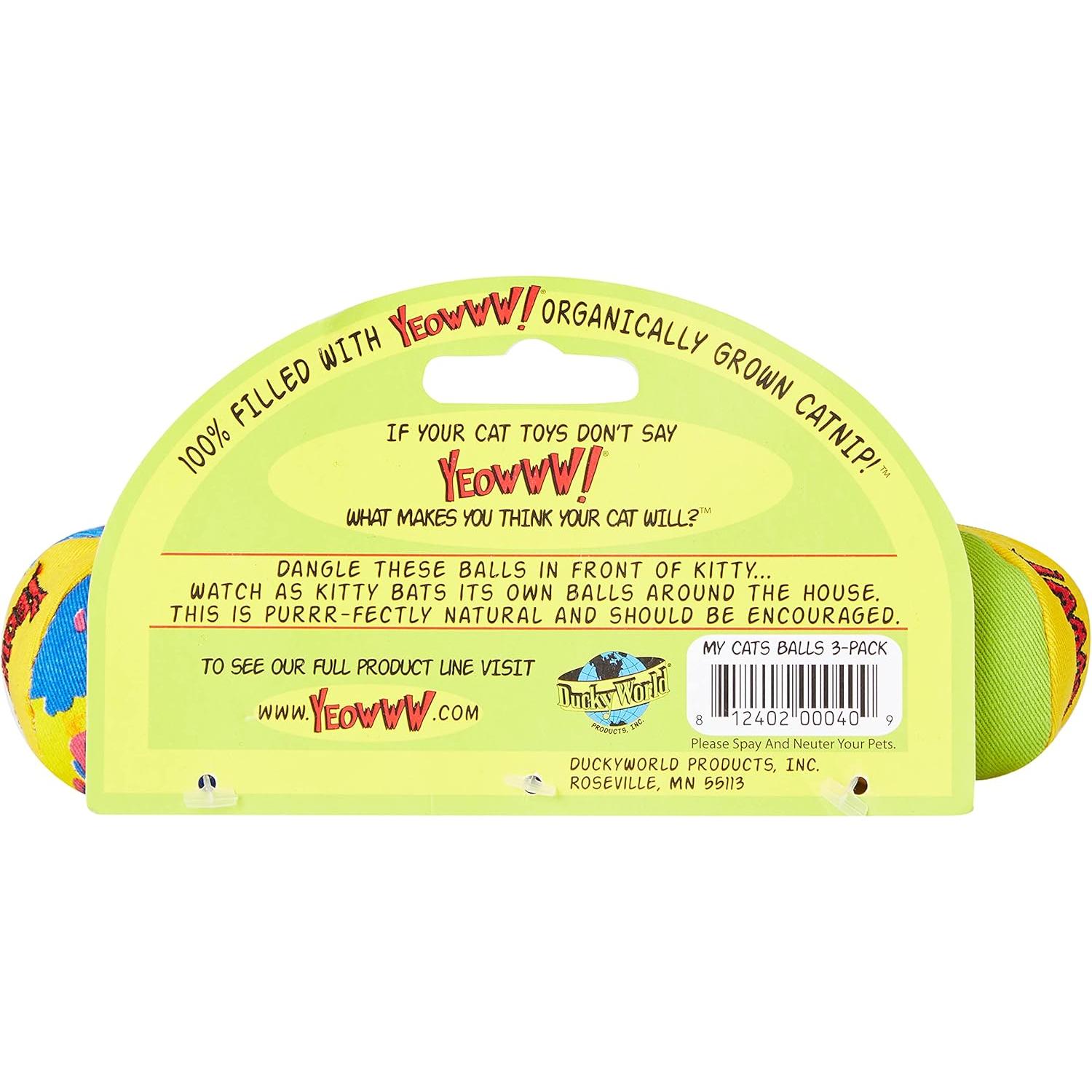 Pelotas de Catnip Orgánico Yeowww! - 3 Unidades 5.08 cm