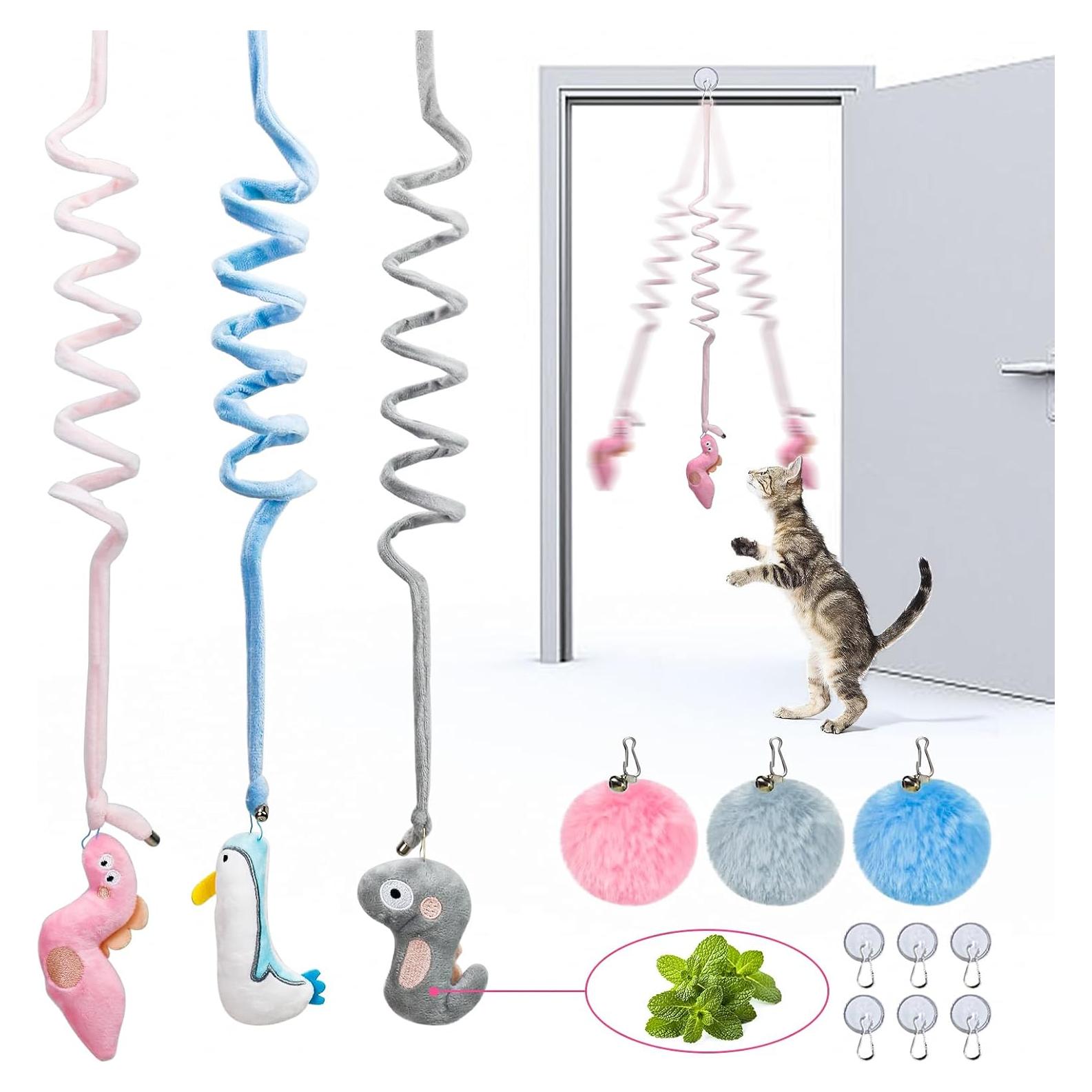 Juguetes colgantes para gatos Omawrf - 6 piezas con hierba gatera