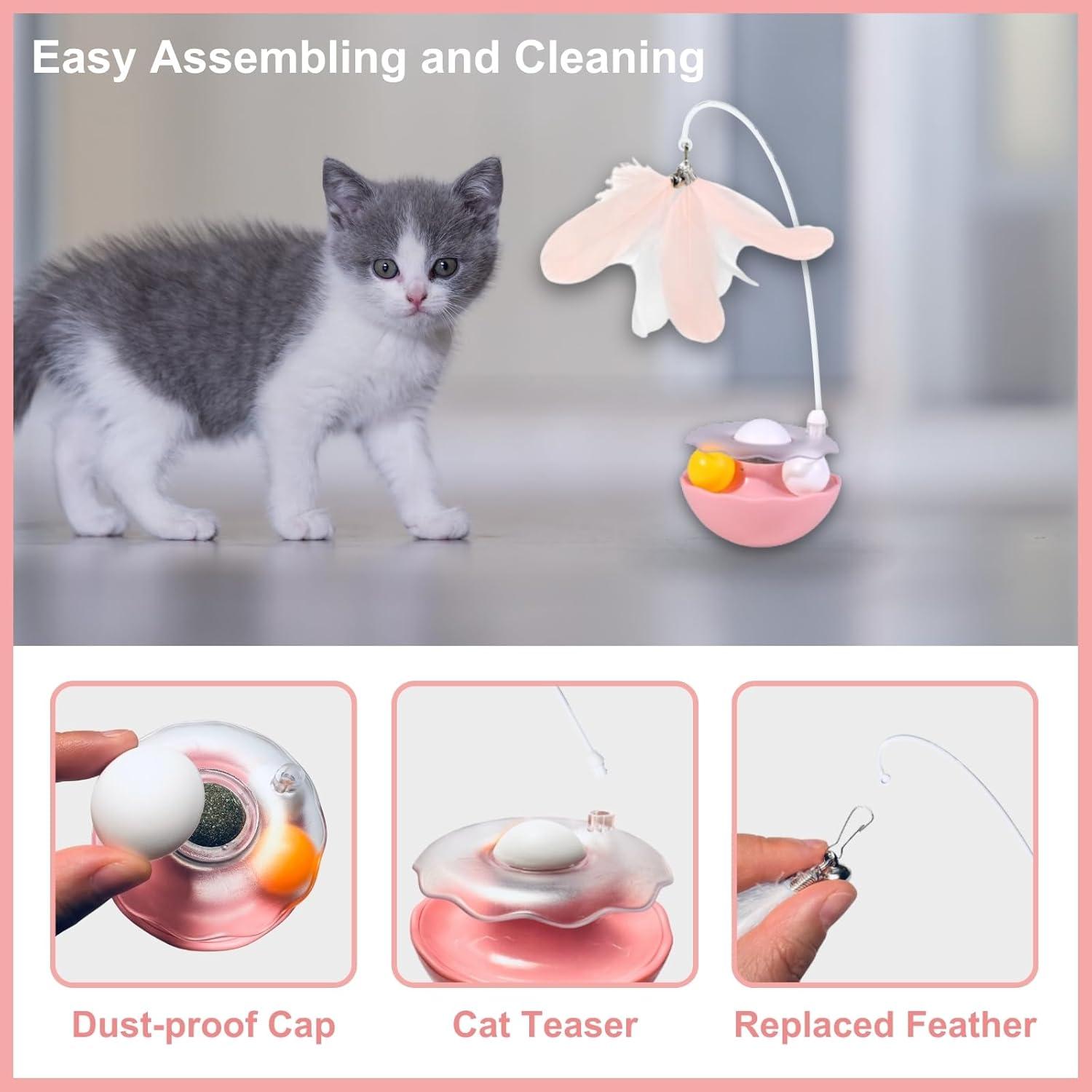 Juguete Interactivo para Gatos YallMiaul con Plumas y Hierba Gatera