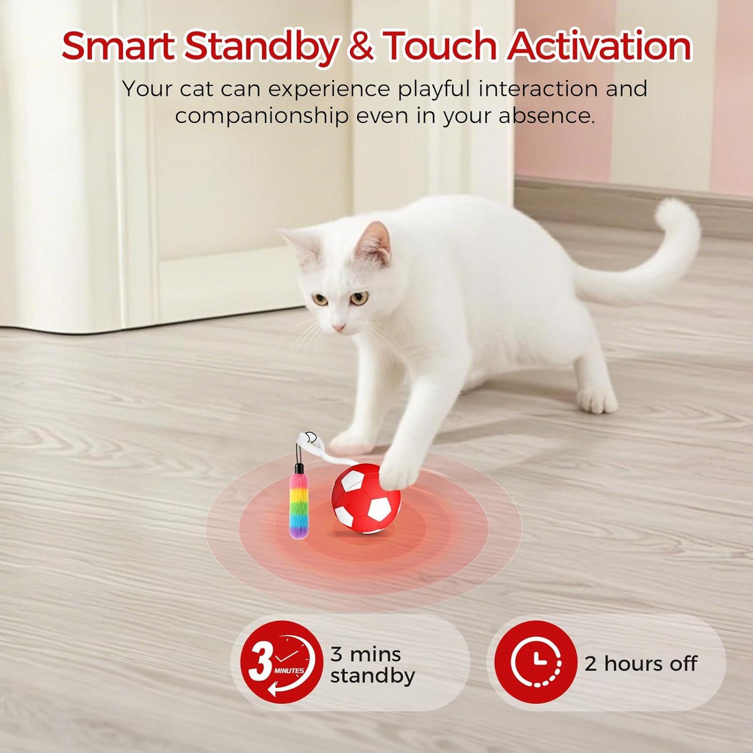 Juguete Interactivo para Gatos VIWIK Rojo, Bola Automática 6.9cm