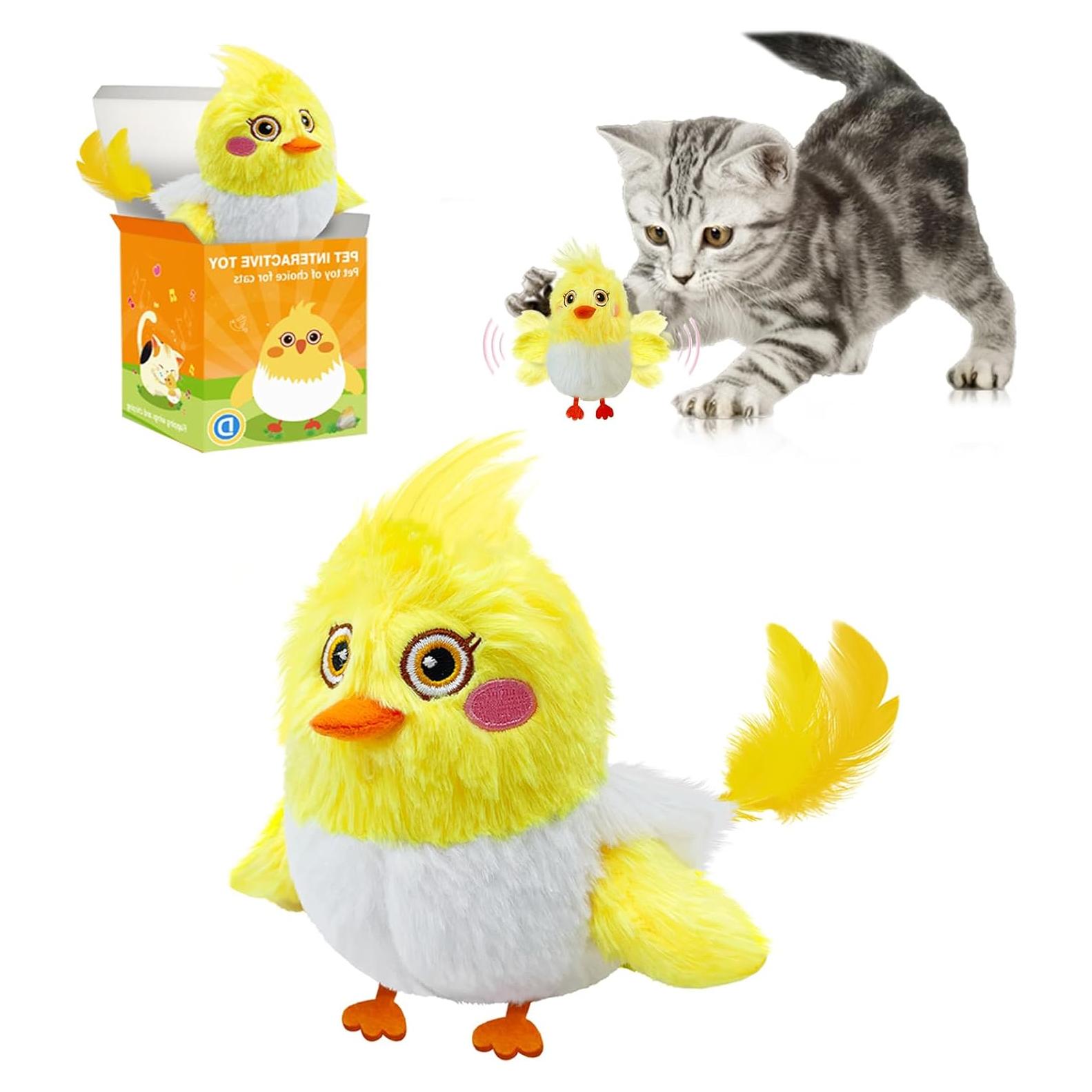 Juguete Interactivo para Gatos Deposhion Pequeño Pájaro Amarillo