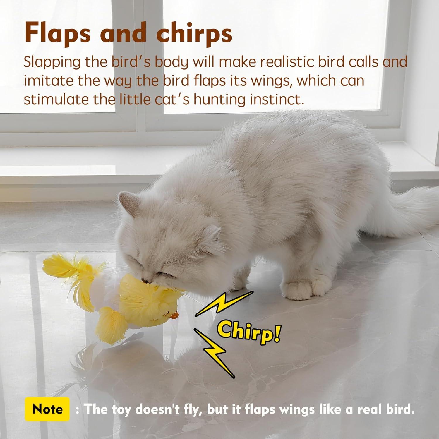 Juguete Interactivo para Gatos Deposhion Pequeño Pájaro Amarillo