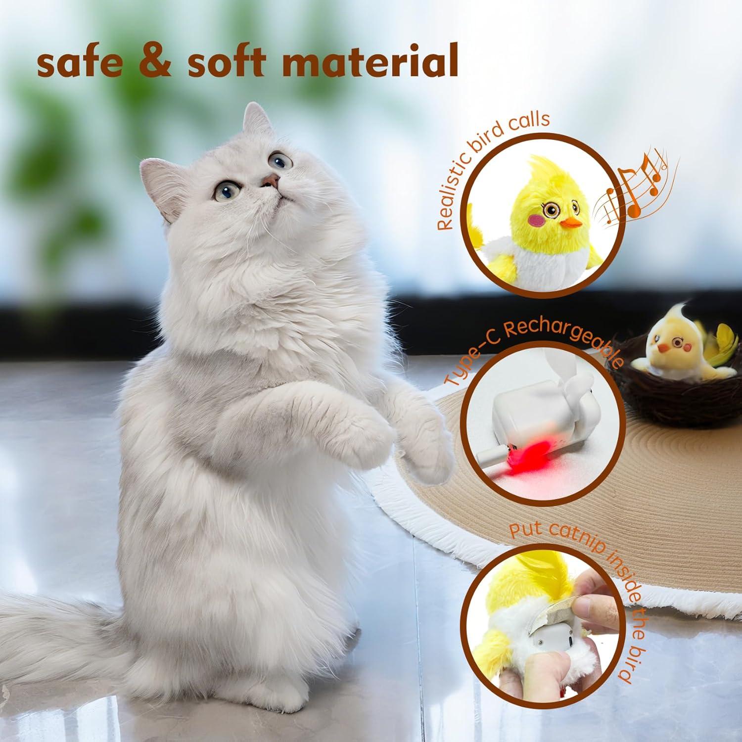 Juguete Interactivo para Gatos Deposhion Pequeño Pájaro Amarillo