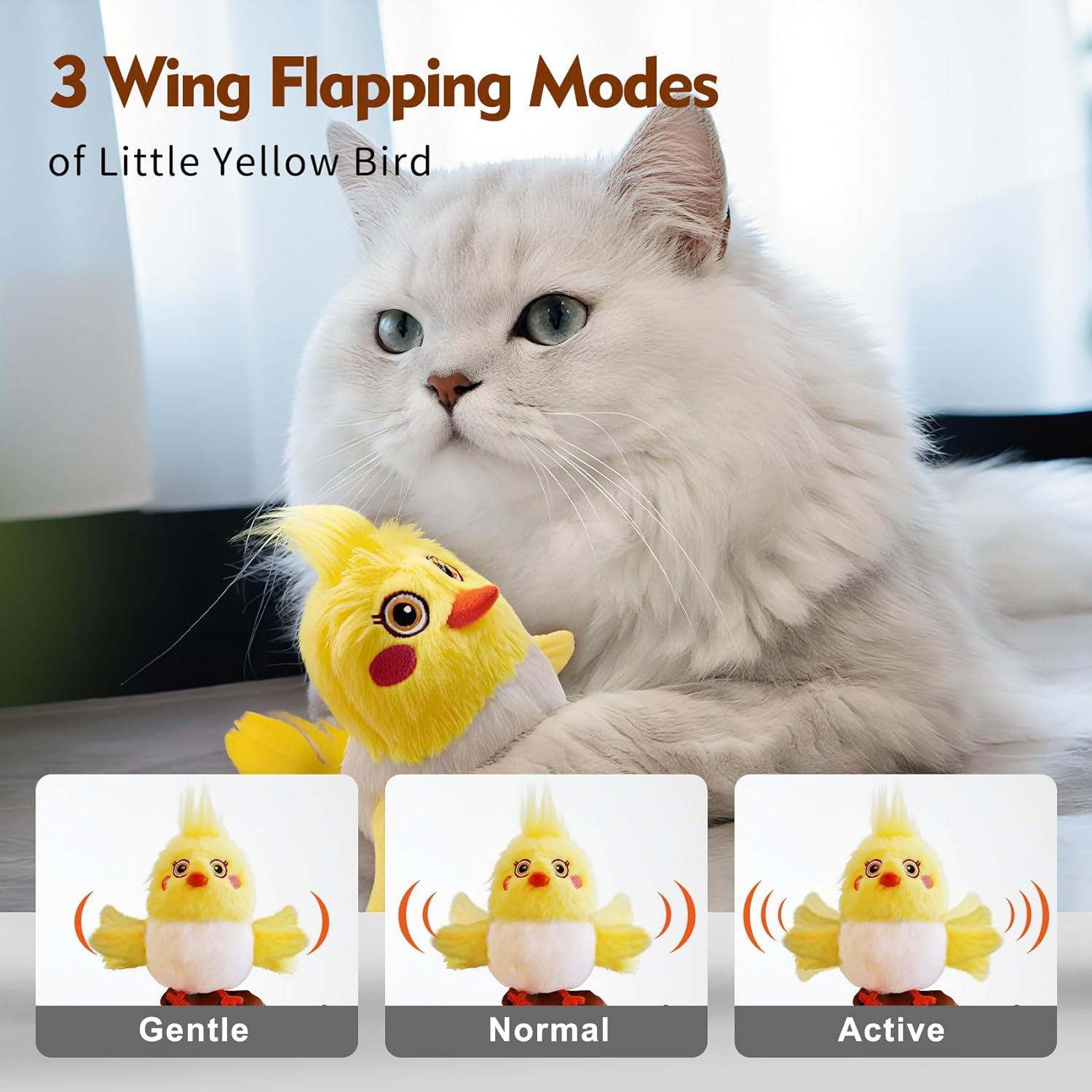 Juguete Interactivo para Gatos Deposhion Pequeño Pájaro Amarillo