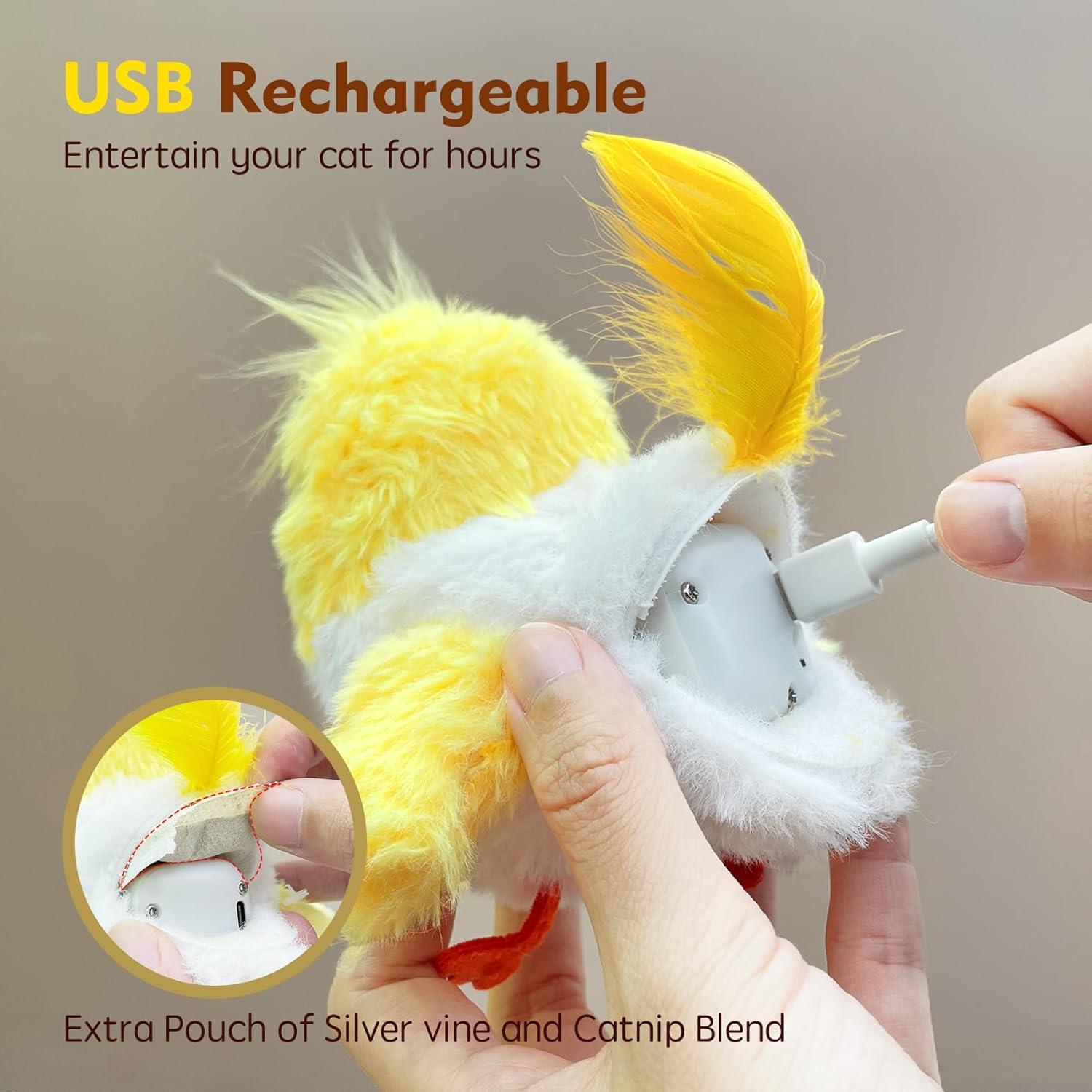 Juguete Interactivo para Gatos Deposhion Pequeño Pájaro Amarillo