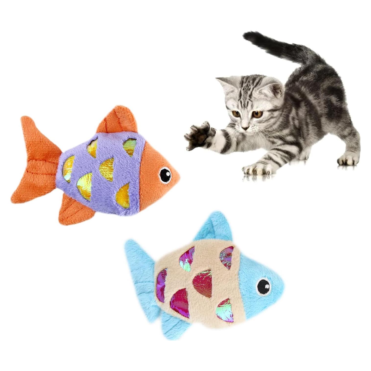 Juguetes Interactivos para Gatos Andiker 2pcs Pez Catnip