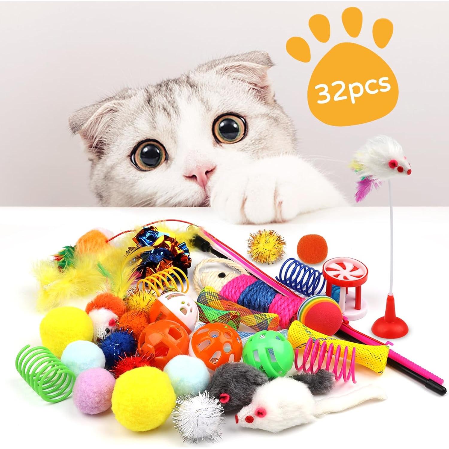 Kit de Juguetes Interactivos para Gatos QUOZUO 32 Piezas