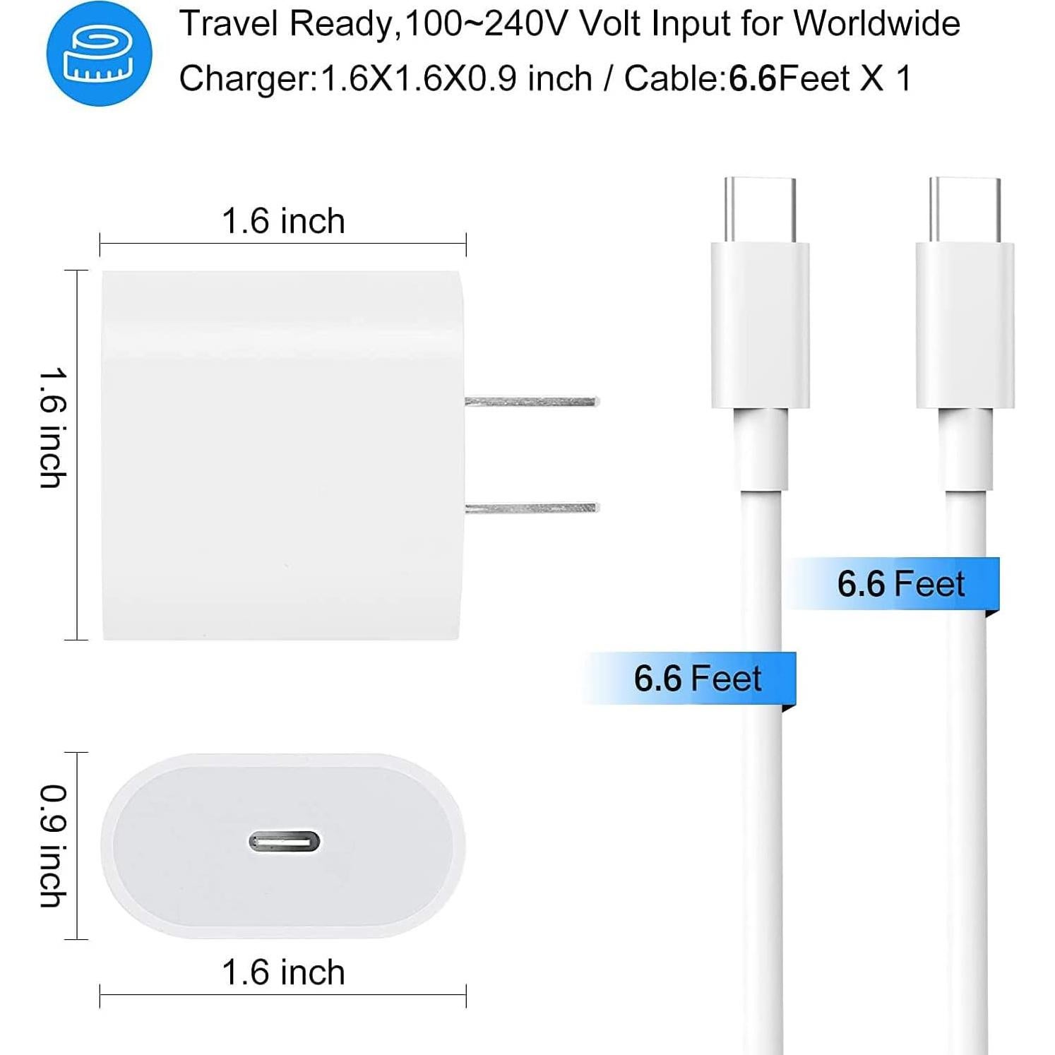Cargador Rápido USB C 20W para iPad Pro y Air con Cable 2m