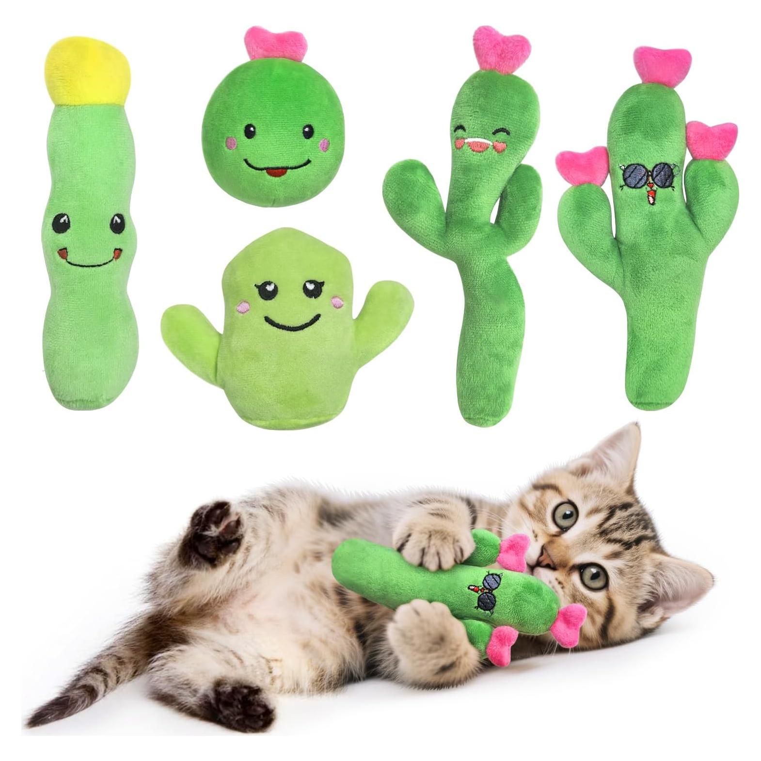 Paquete de 5 Juguetes para Gato con Hierba Gatera Cactus